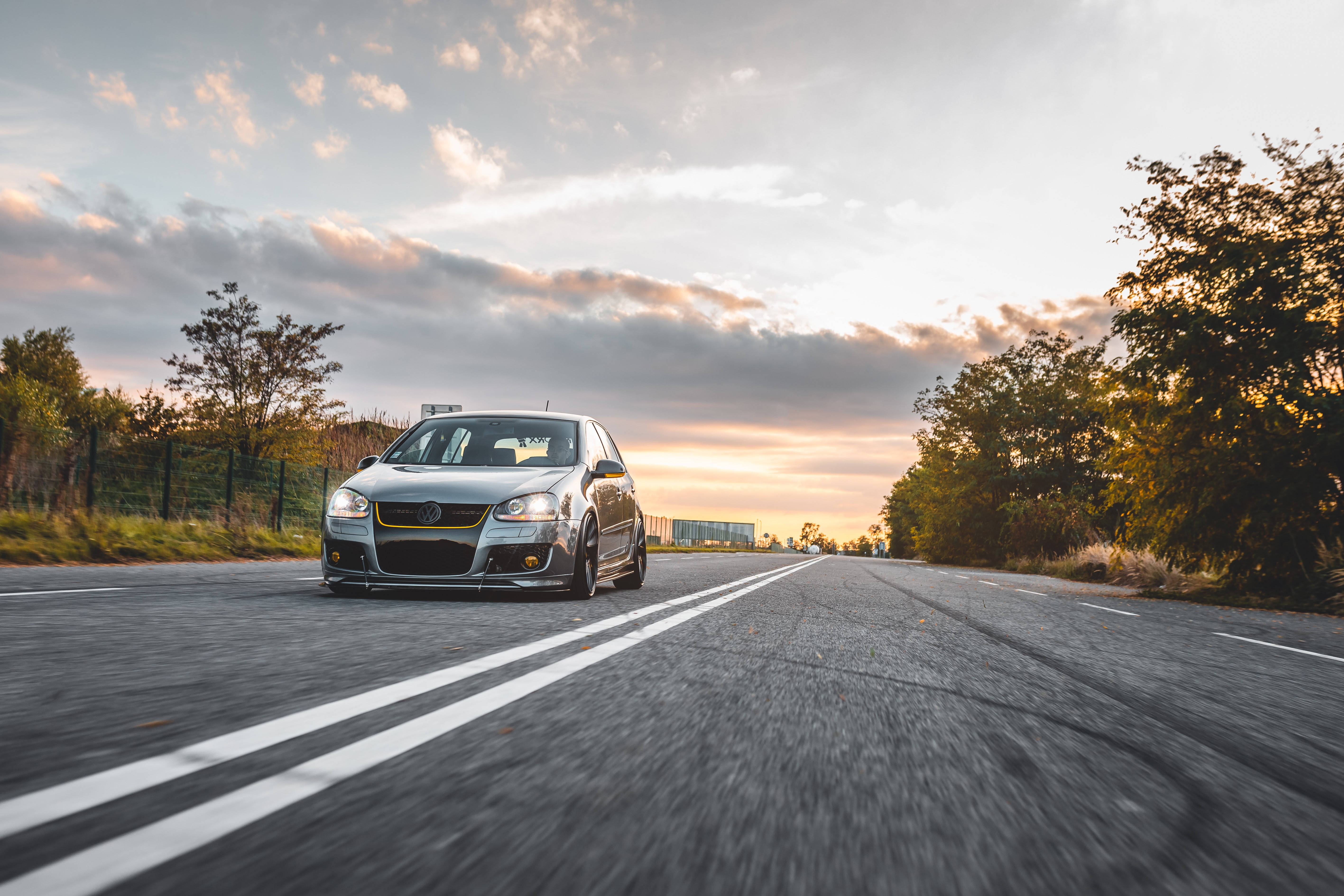 Volkswagen Golf 5, silver, rural road, 5K Desktop Wallpaper