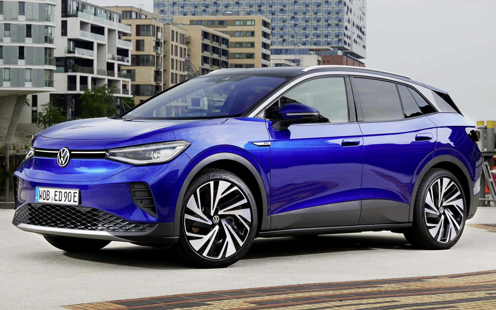 2021 Volkswagen ID 4, electric SUV, sleek blue, Full HD Desktop Wallpaper