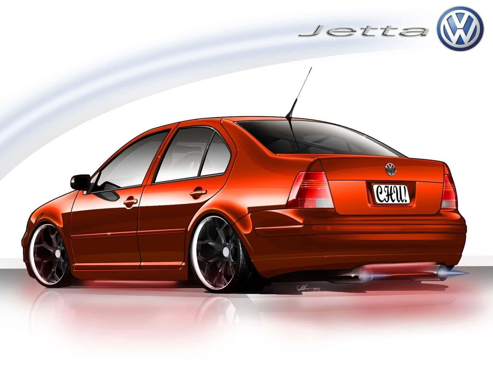 Volkswagen Jetta, glossy orange, modified, HD Desktop Wallpaper