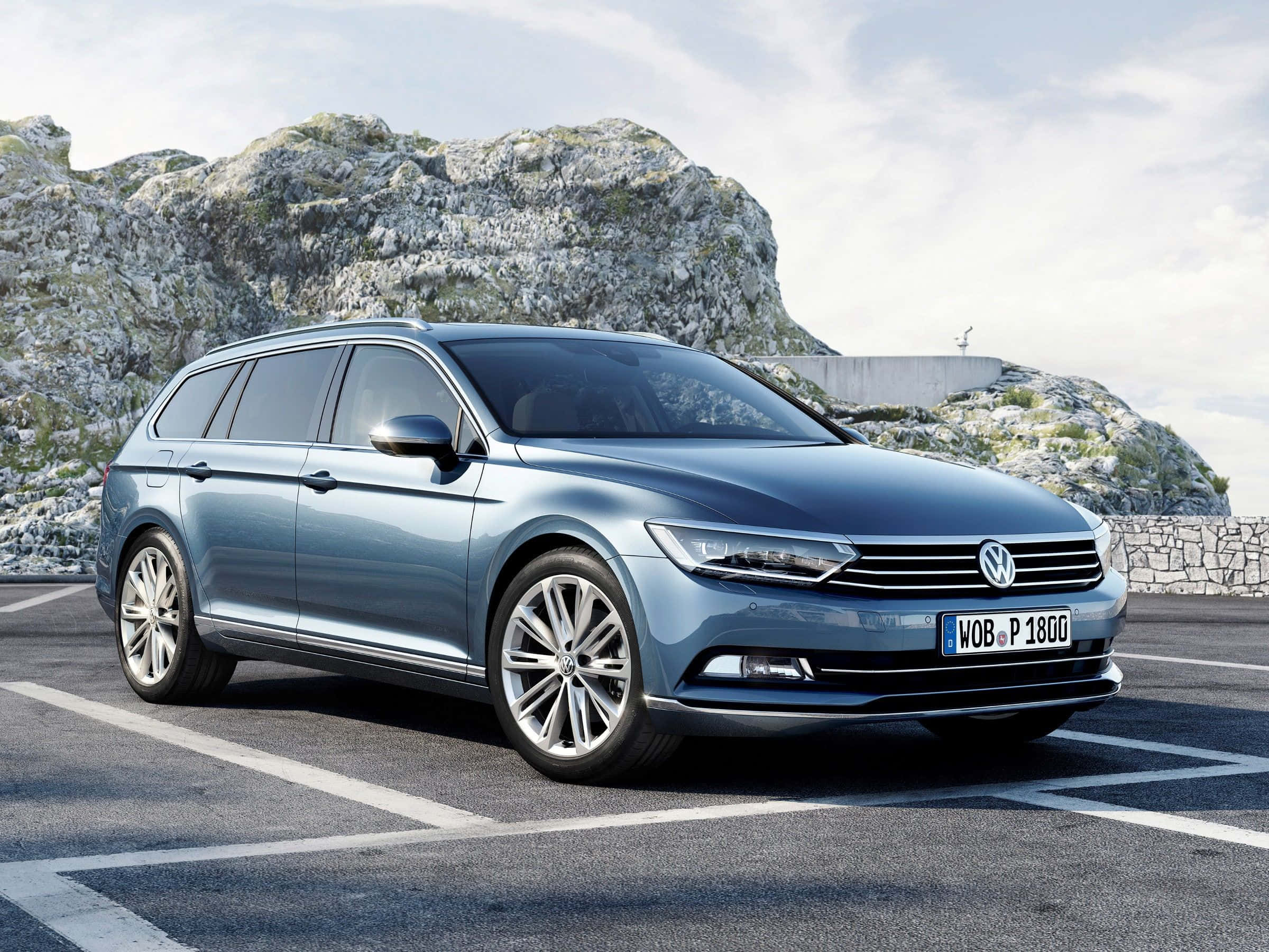 Volkswagen Passat, blue, station wagon, Full HD Desktop Wallpaper