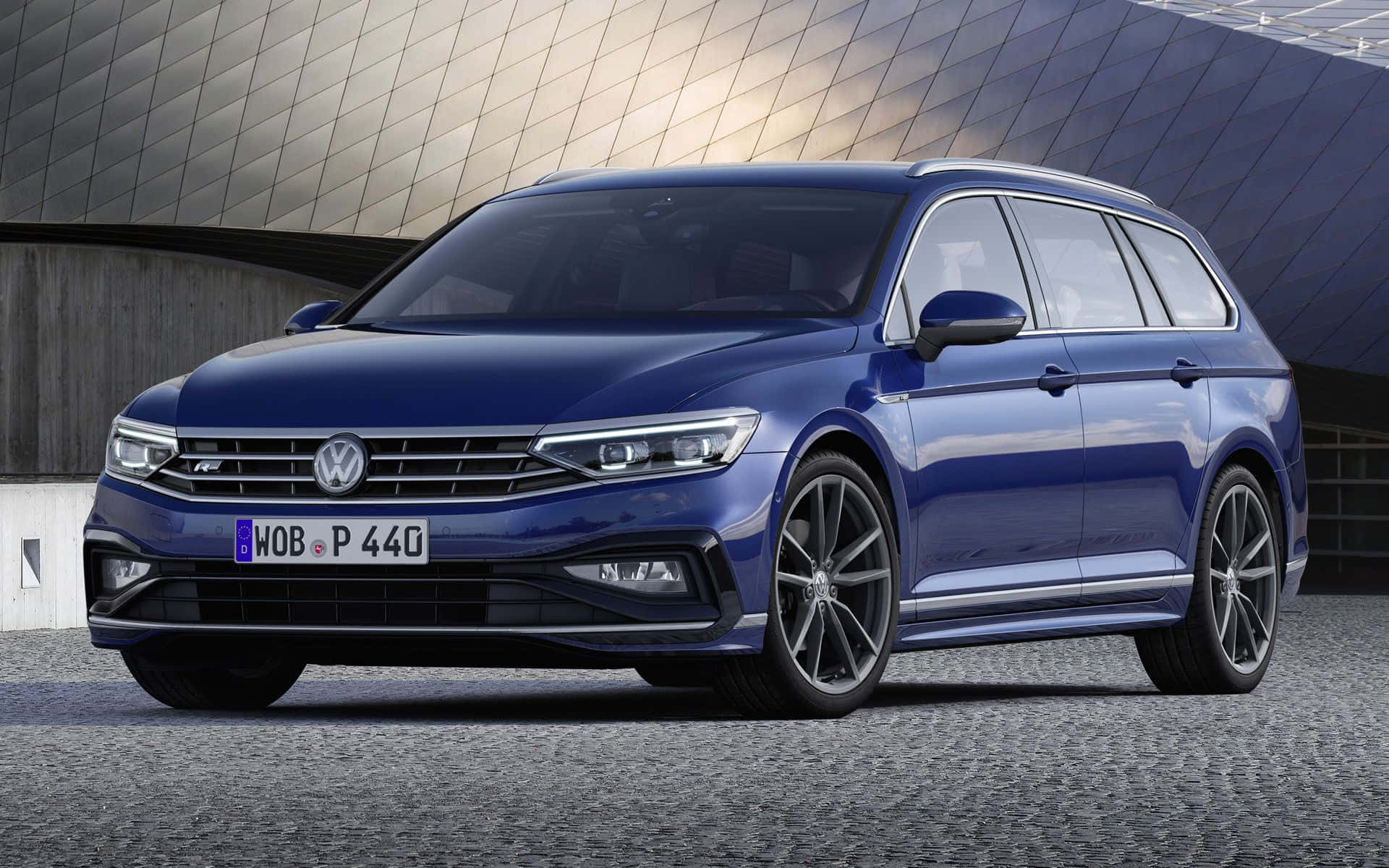 Volkswagen Passat, blue, station wagon, Full HD Desktop Wallpaper