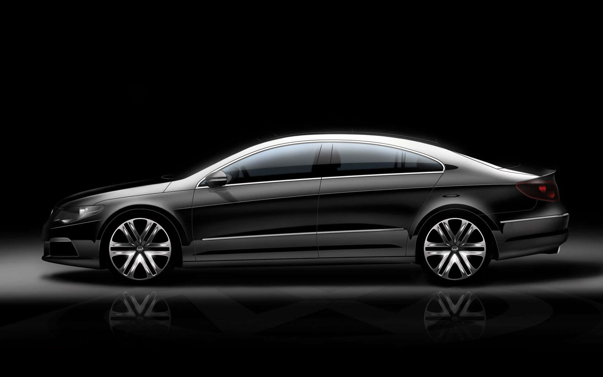 Volkswagen Passat, black sedan, chrome wheels, Full HD Desktop Wallpaper
