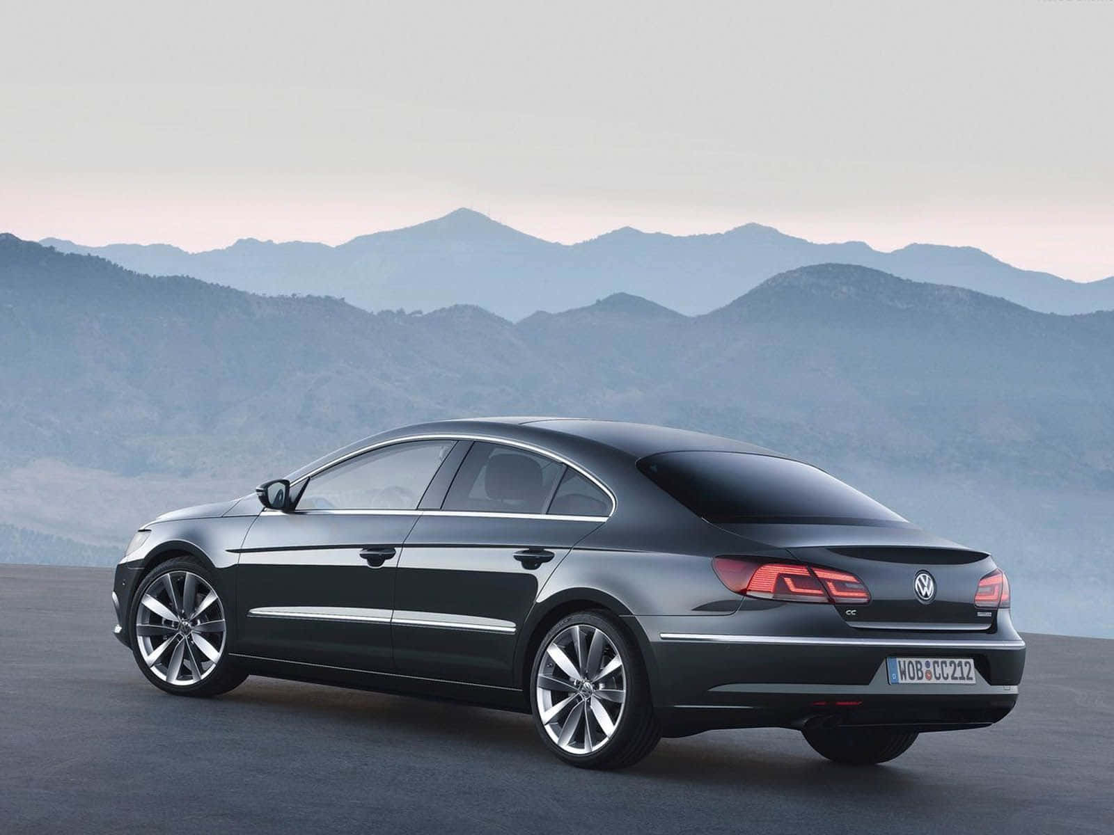 Volkswagen Passat CC, sleek black, paved overlook, HD Desktop Wallpaper
