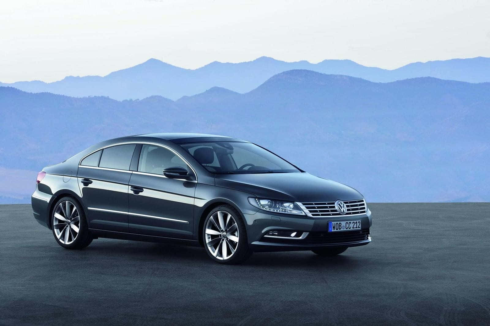 Volkswagen Passat CC, dark gray, paved overlook, HD Desktop Wallpaper