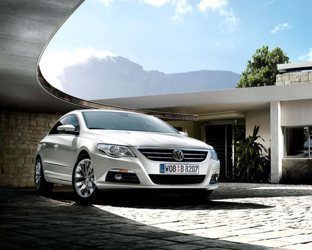 Volkswagen Passat CC, silver, modern curved roof, SD Desktop Wallpaper