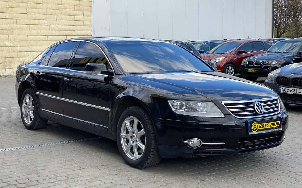 Volkswagen Phaeton, black sedan, glossy black, HD Desktop Wallpaper