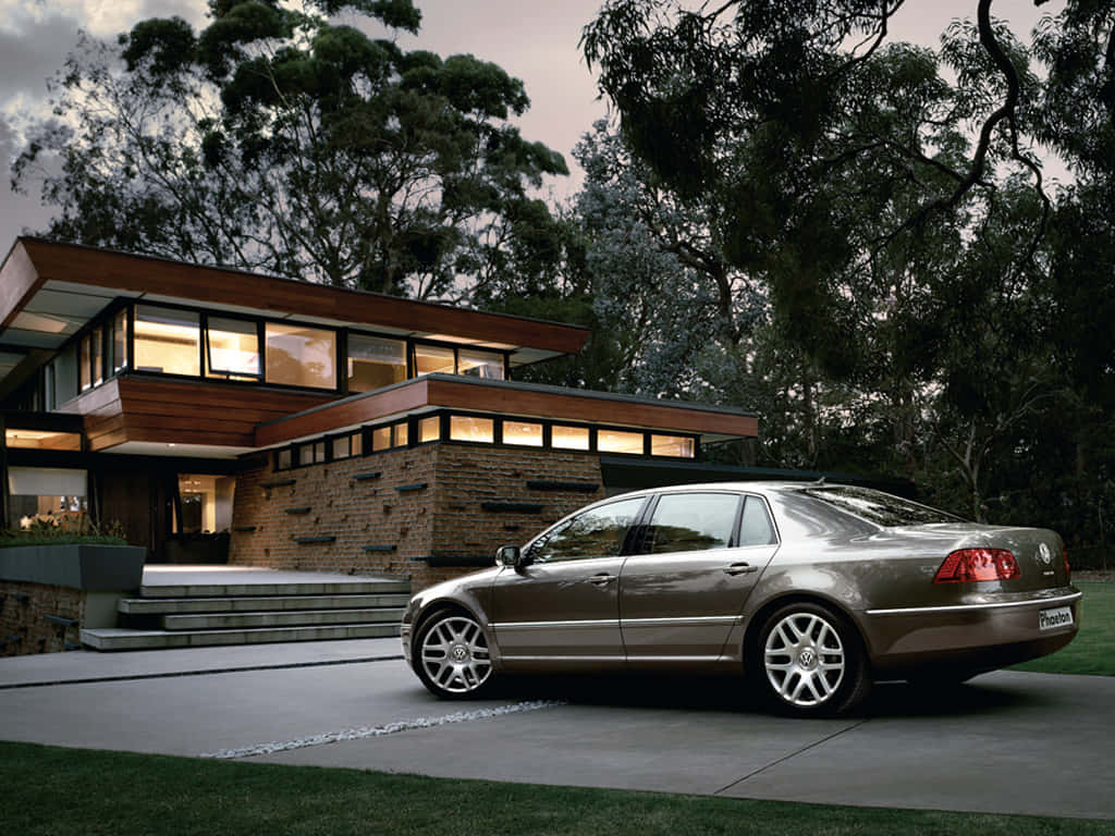 Volkswagen Phaeton, luxury sedan, bronze, SD Desktop Wallpaper