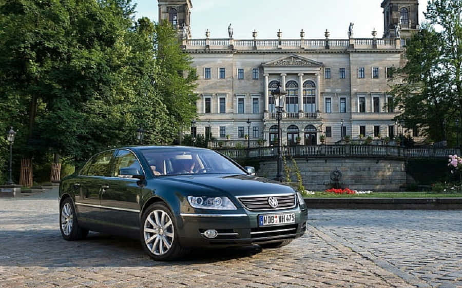 Volkswagen Phaeton, dark green, sedan, SD Desktop Wallpaper