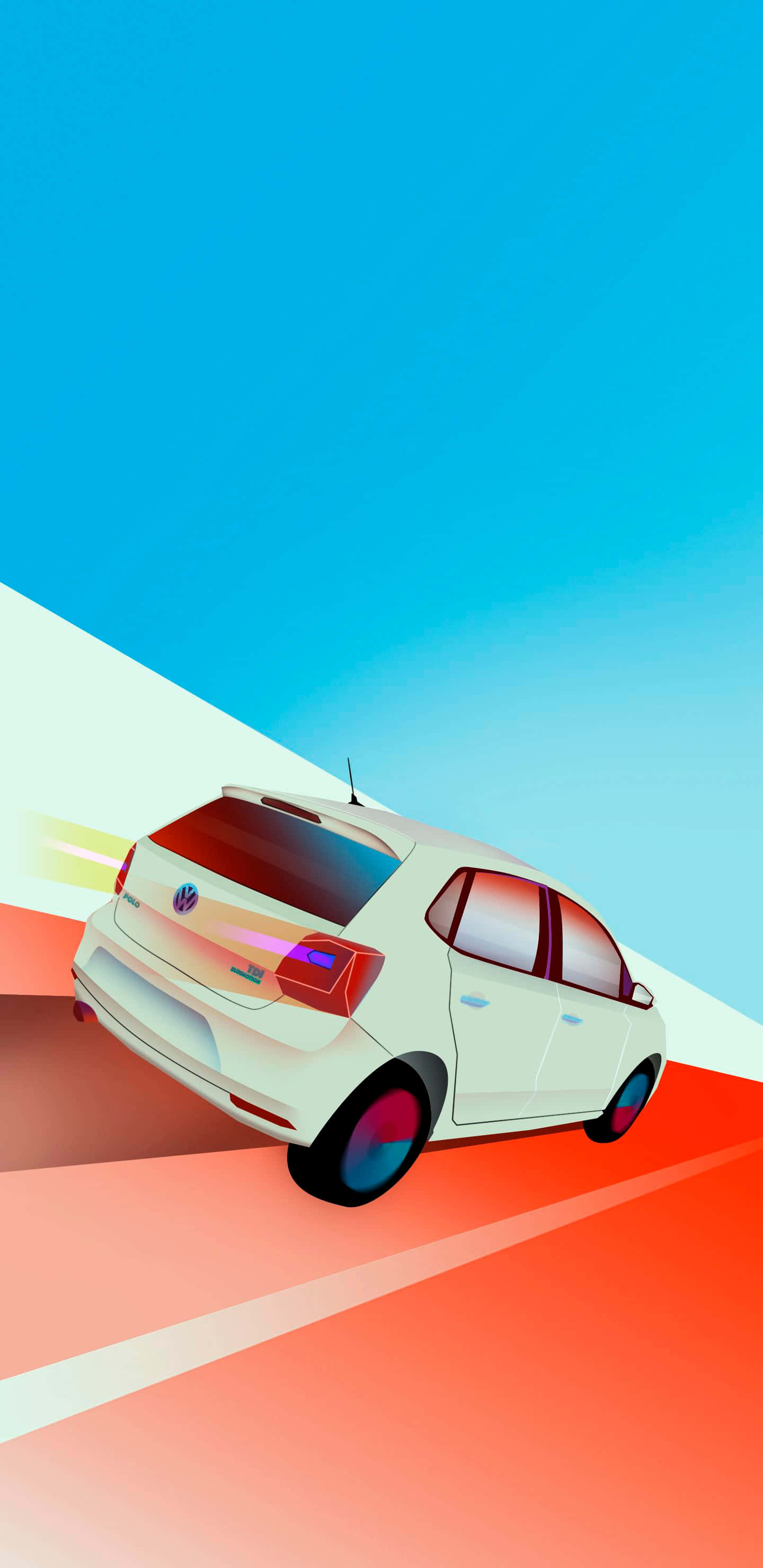 Volkswagen Polo, white, vibrant orange road, 2K Phone Wallpaper