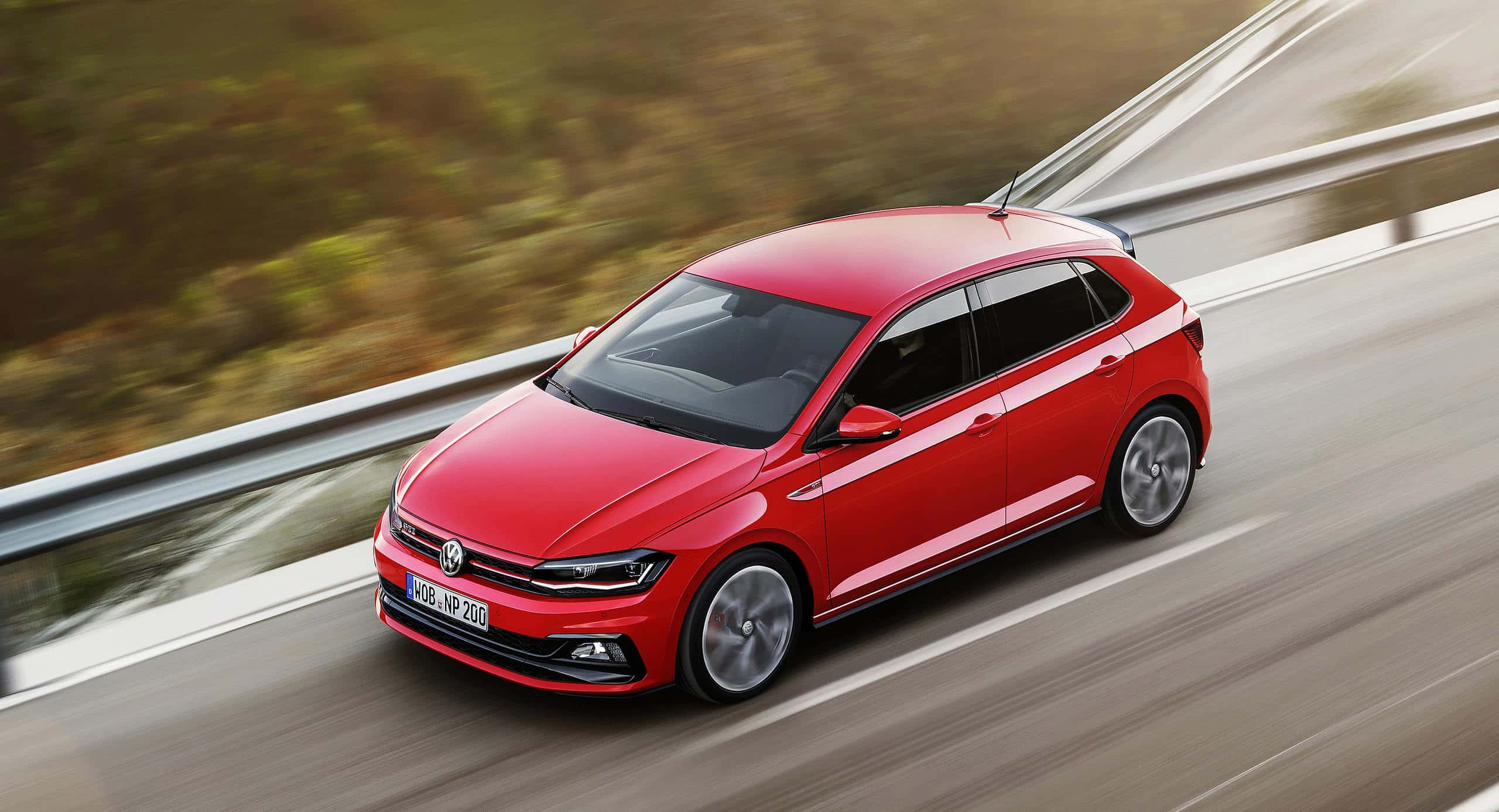 Volkswagen Polo, red, hatchback, 2K Desktop Wallpaper
