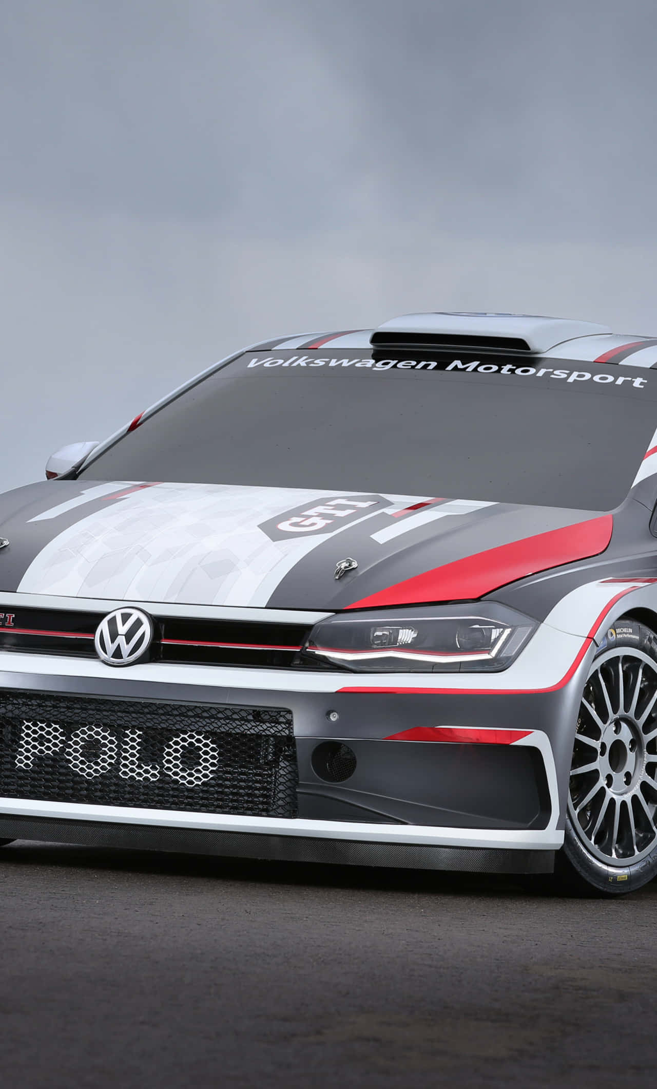 Volkswagen Polo, rally car, bold red white and gray livery, Full HD Phone Wallpaper