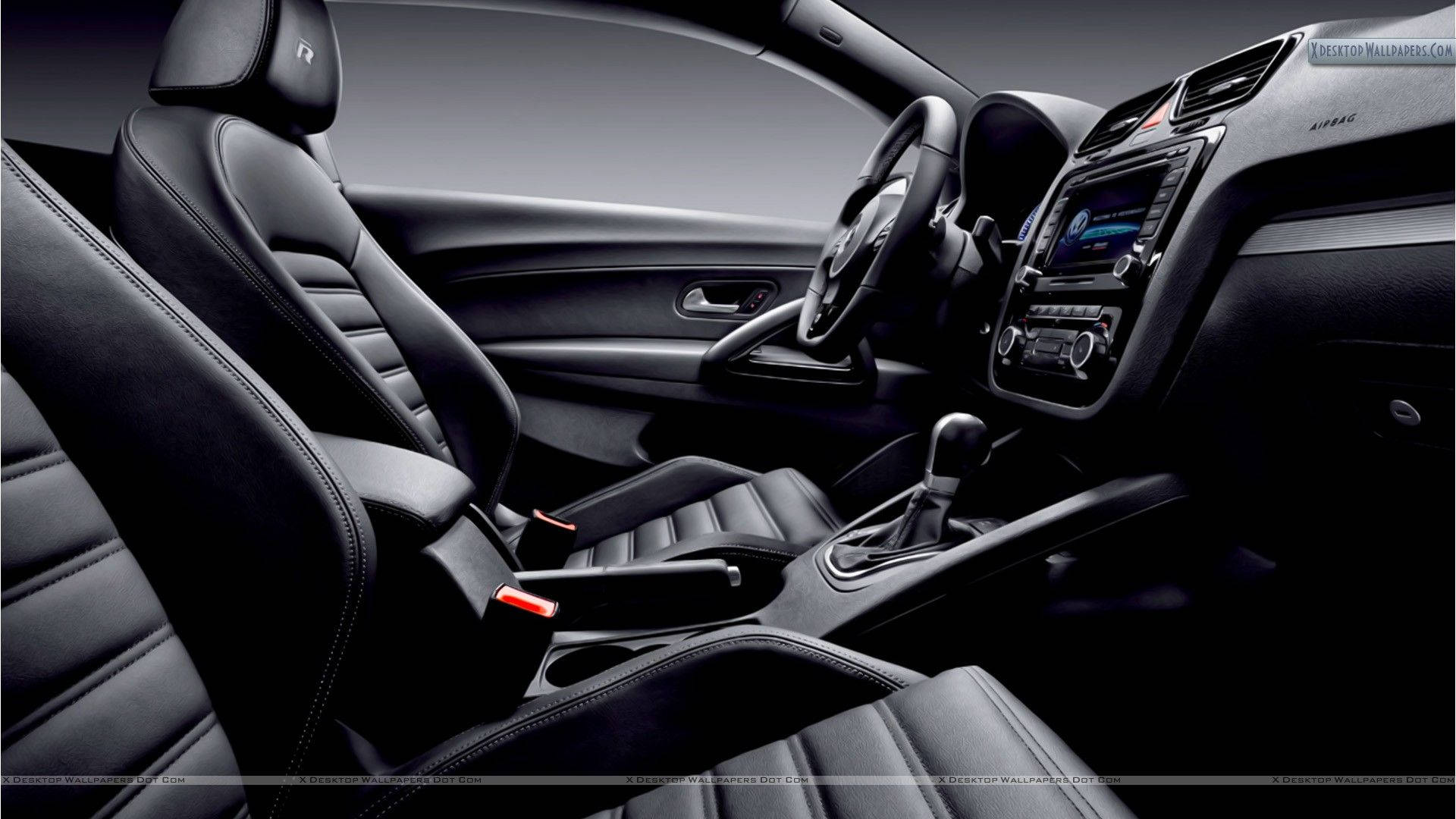 Volkswagen Scirocco R, black leather seats, sleek dashboard, Full HD Desktop Wallpaper