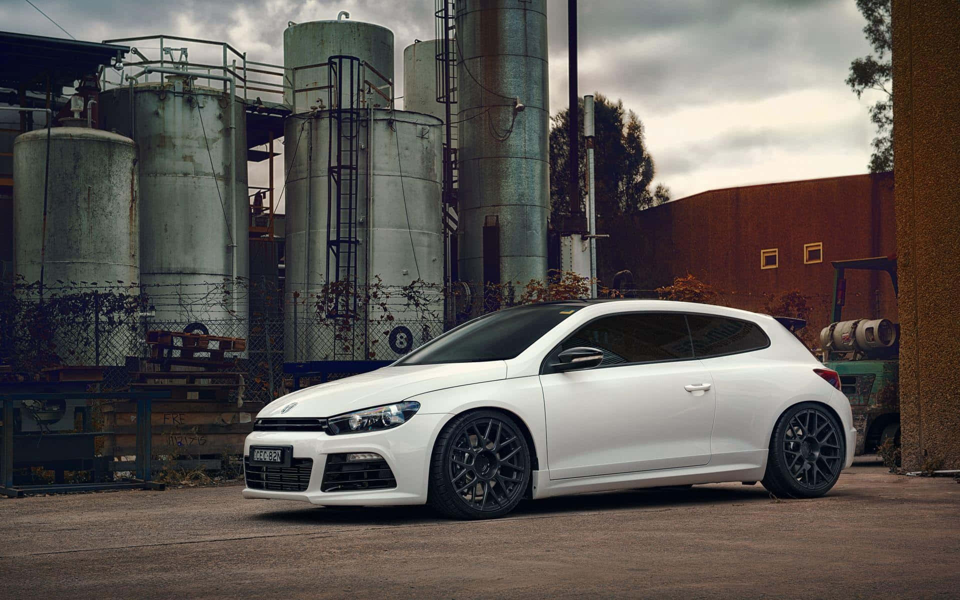 Volkswagen Scirocco, white sports car, black rims, Full HD Desktop Wallpaper