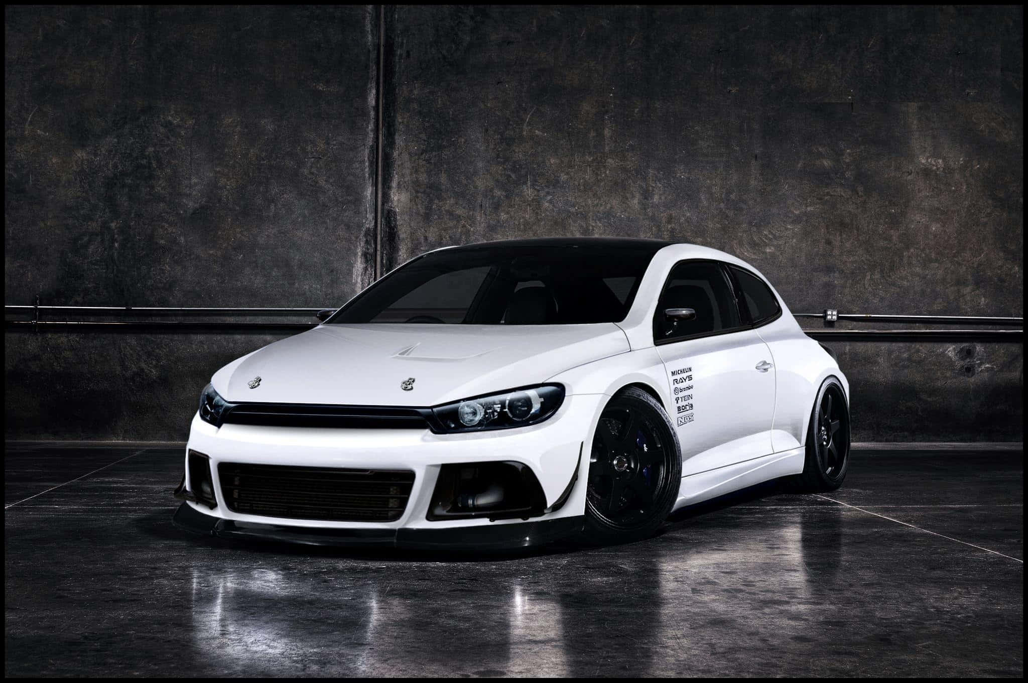 Volkswagen Scirocco, white, black accents, Full HD Desktop Wallpaper