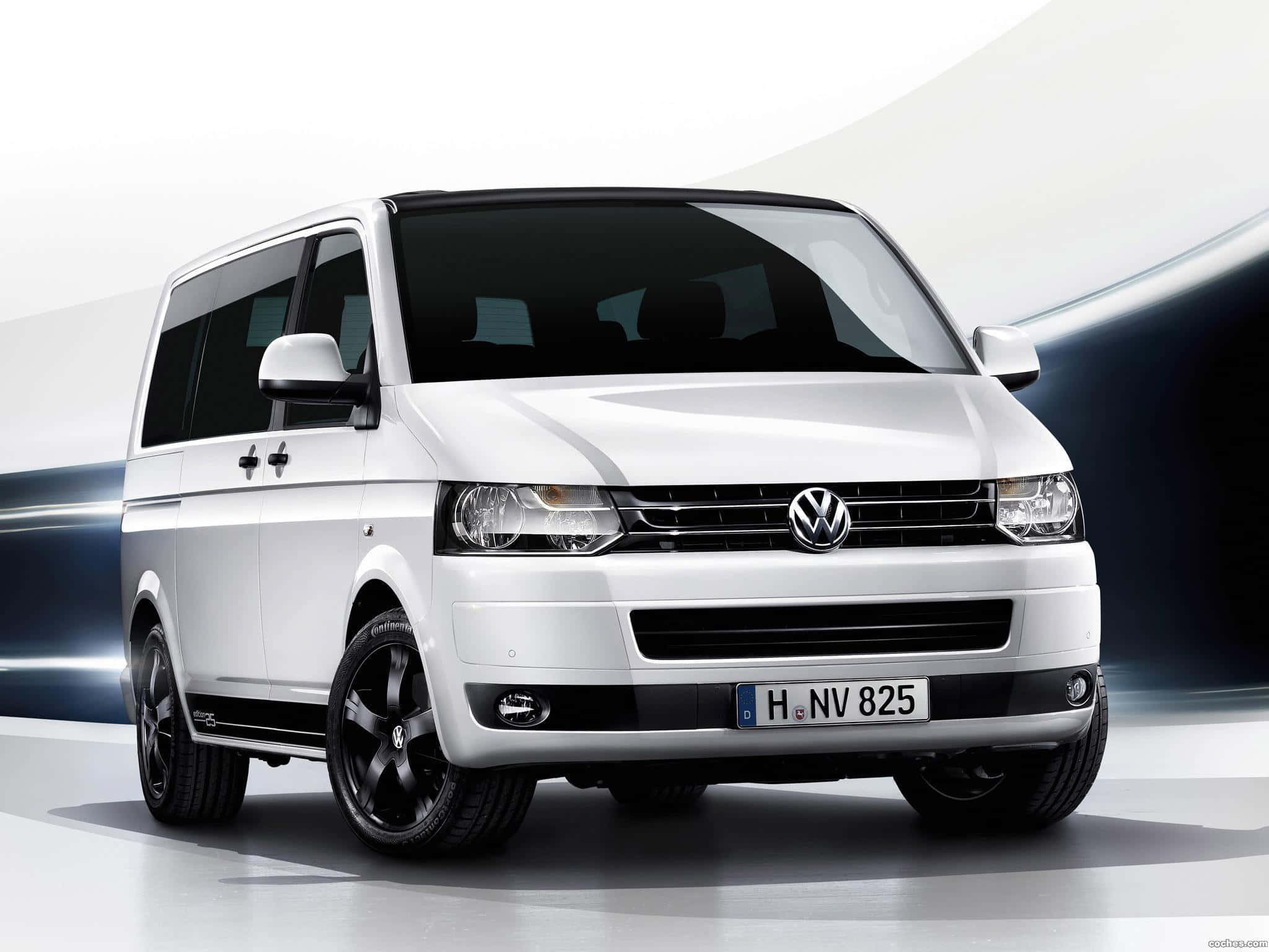 Volkswagen Transporter, white, black rims, Full HD Desktop Wallpaper