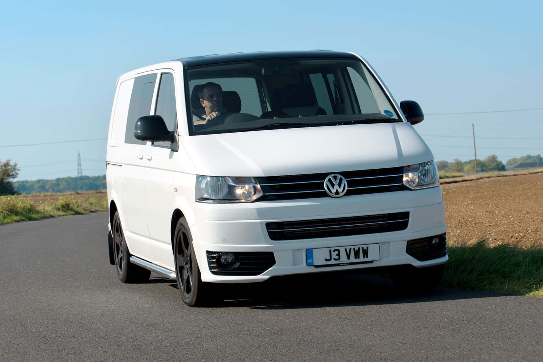 Volkswagen Transporter, white, rural road, HD Desktop Wallpaper