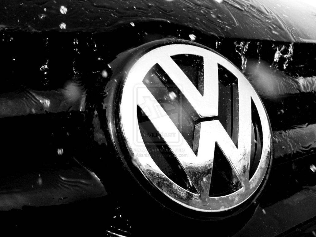 Volkswagen, logo, monochrome, SD Desktop Wallpaper