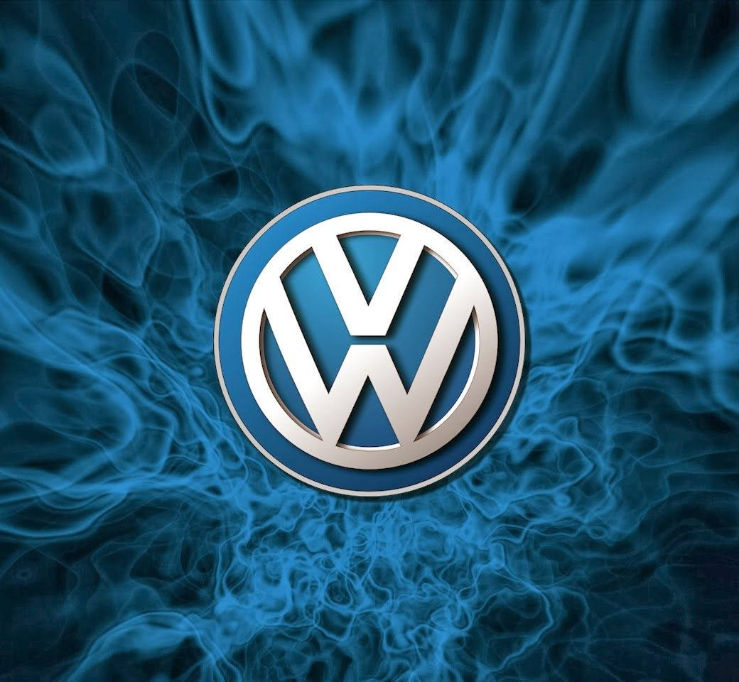 Volkswagen, metallic Volkswagen logo, shimmering blue smoke, SD Desktop Wallpaper