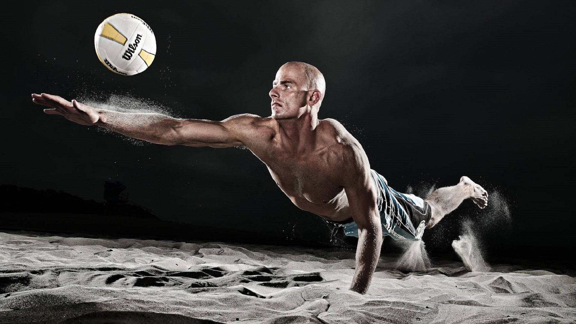 volleyball, beach, night, Full HD Desktop Wallpaper