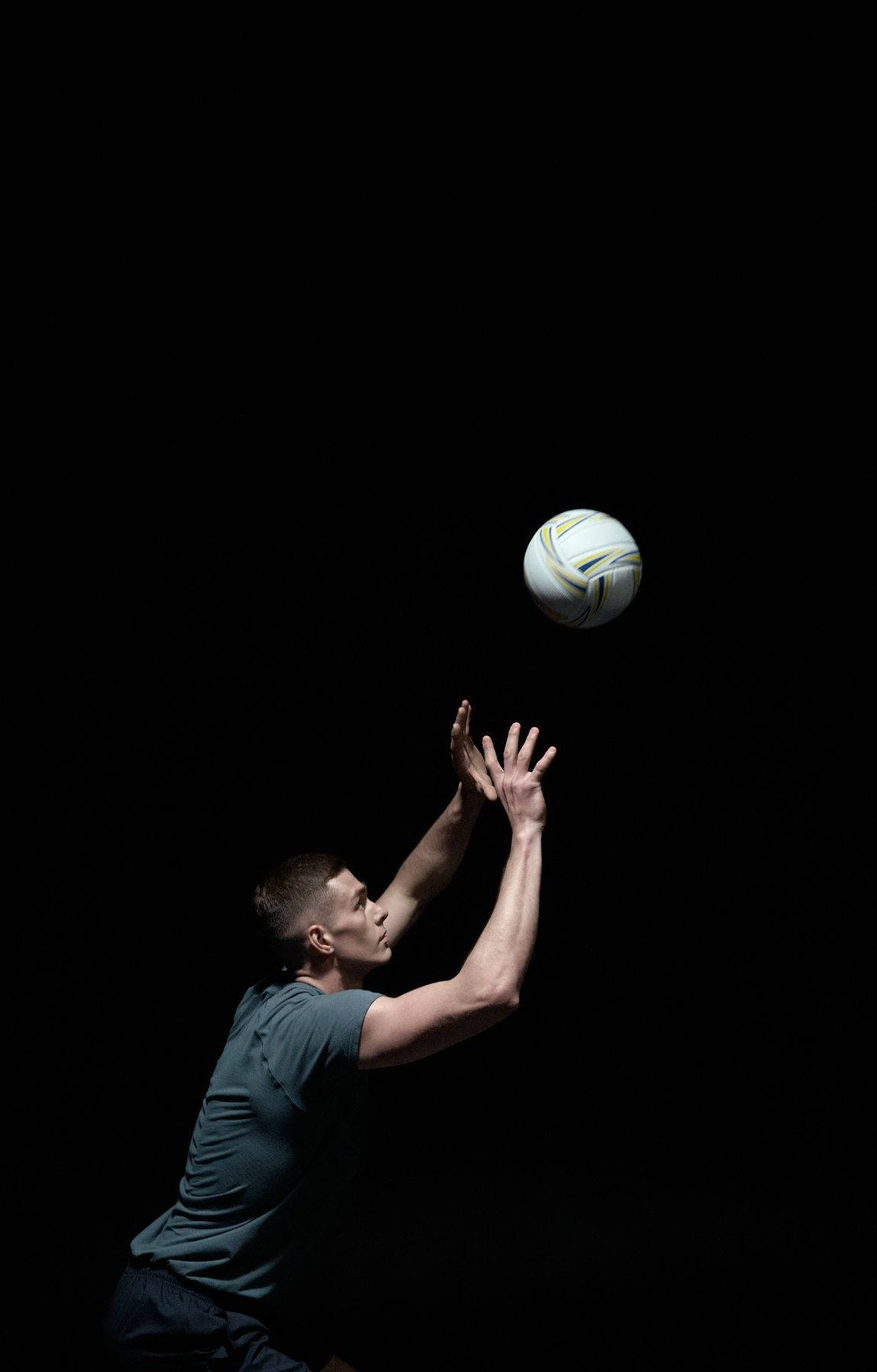 dark studio, white volleyball, pure black background, HD Phone Wallpaper