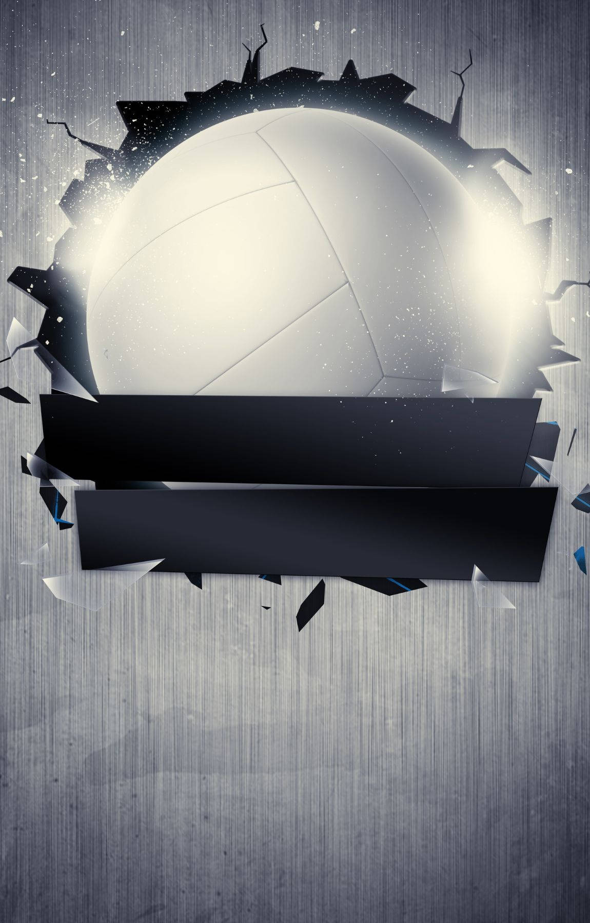 white volleyball, cracked metallic wall, glowing light, HD Phone Wallpaper