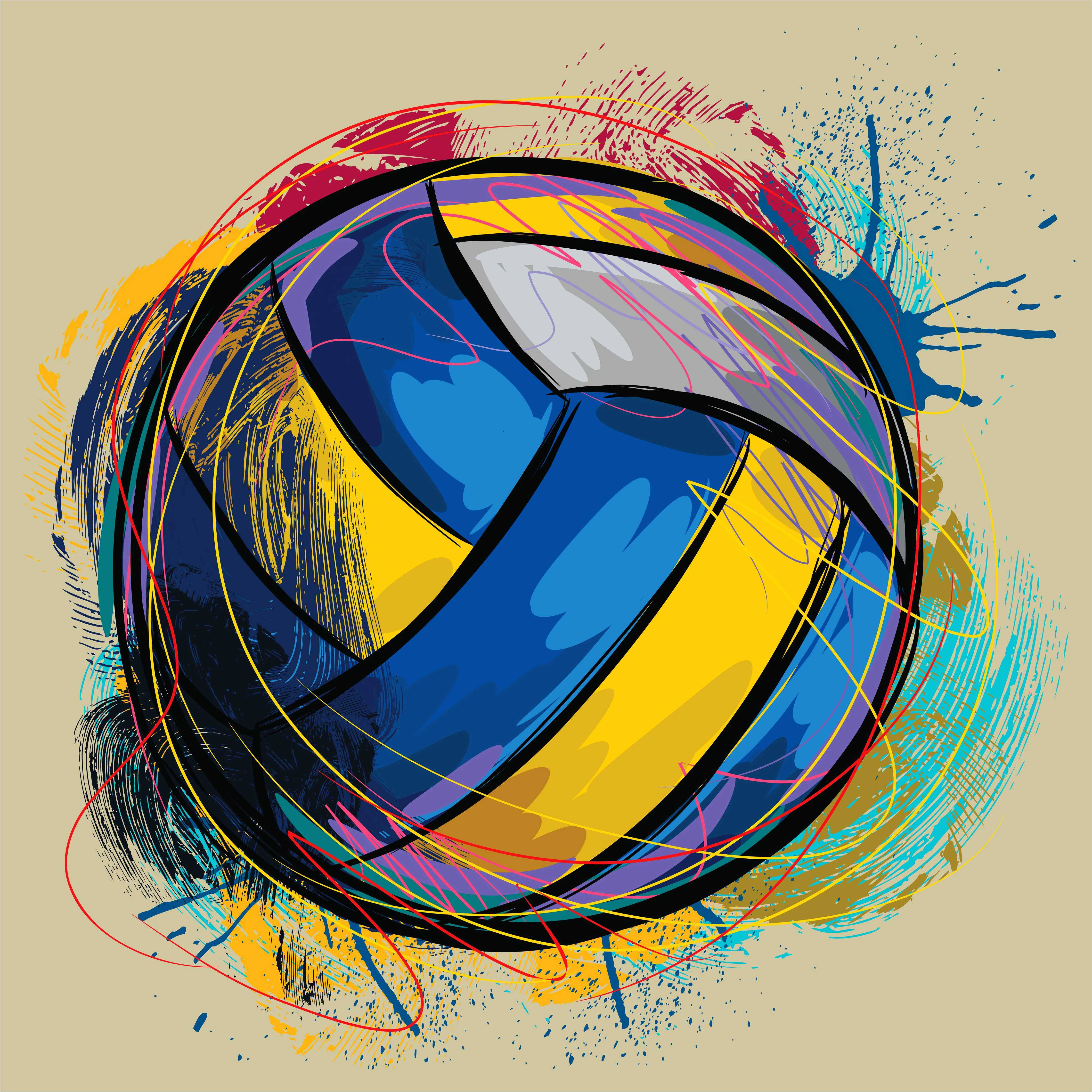 Volleyball Aesthetic, colorful digital art, vibrant stylized volleyball, 4K Desktop Wallpaper