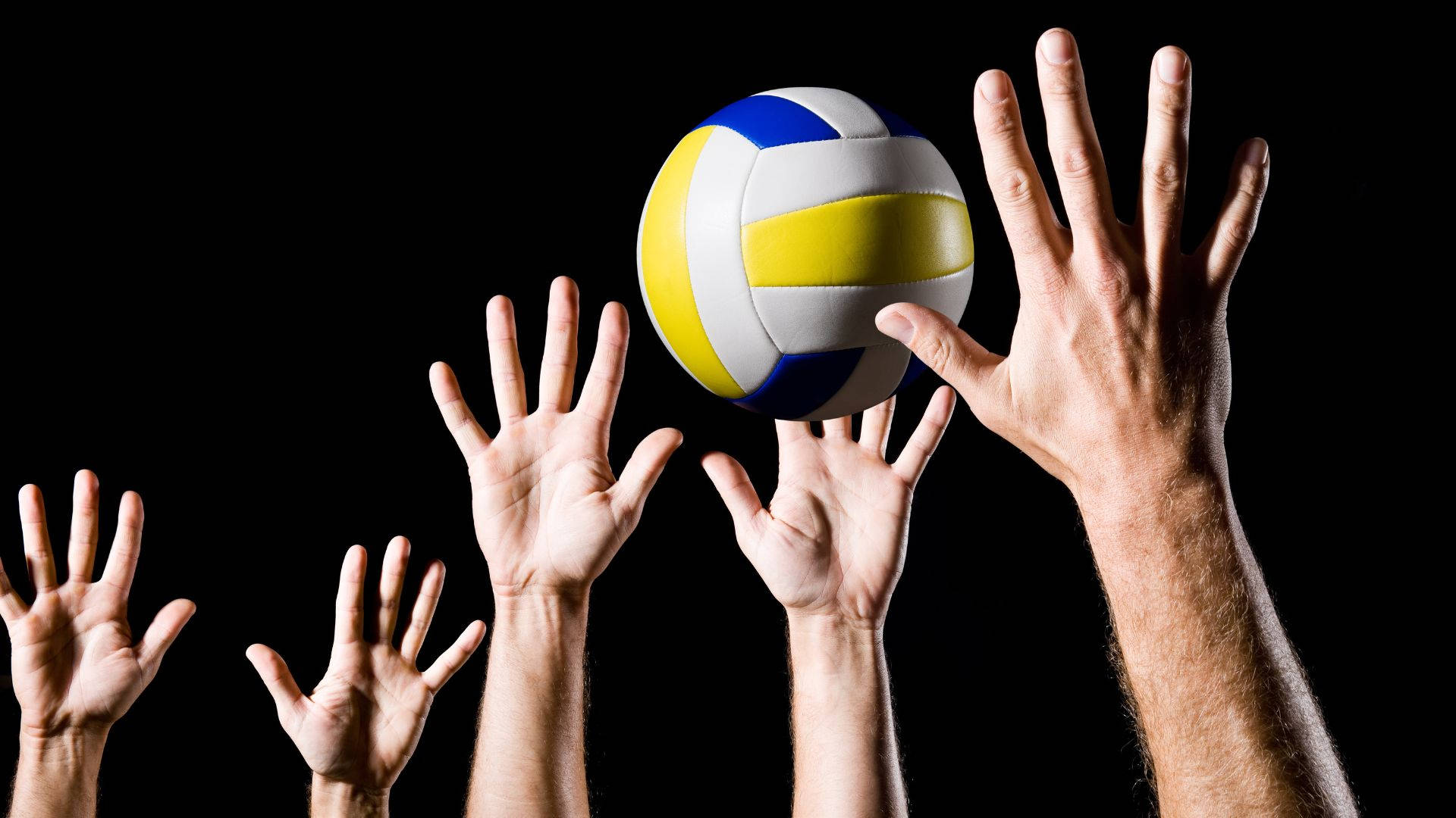 Volleyball Aesthetic, black background, colorful volleyball, Full HD Desktop Wallpaper