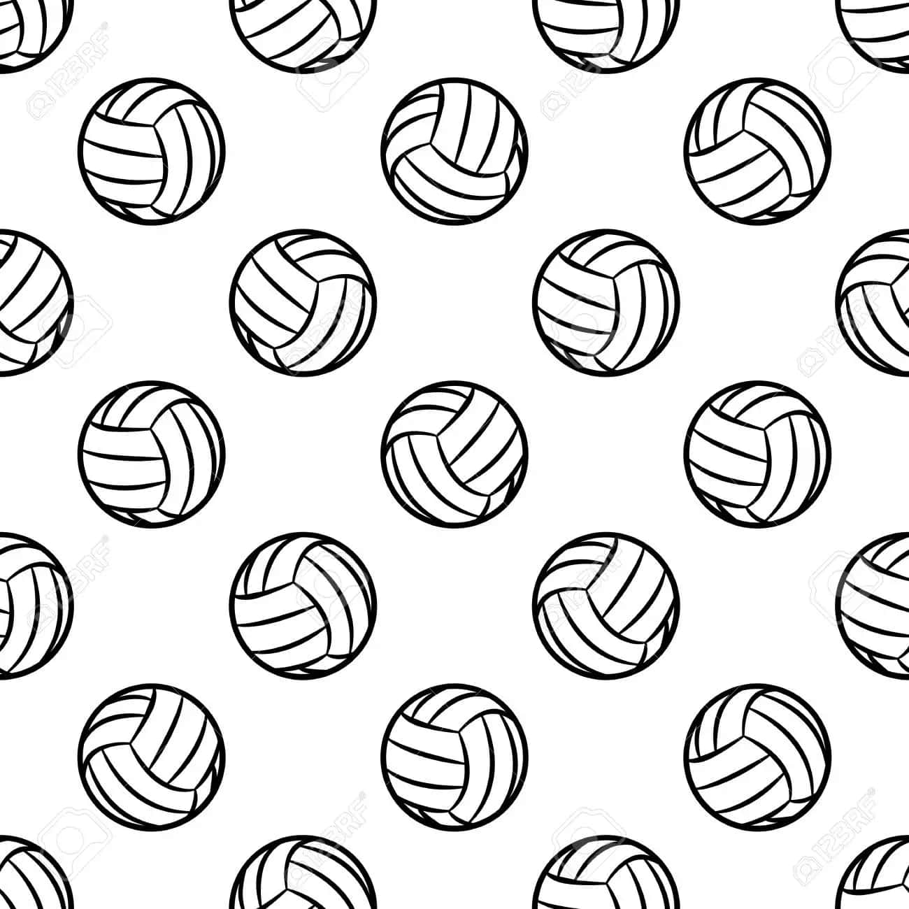 volleyball ball, black line art, seamless pattern, HD Desktop Wallpaper
