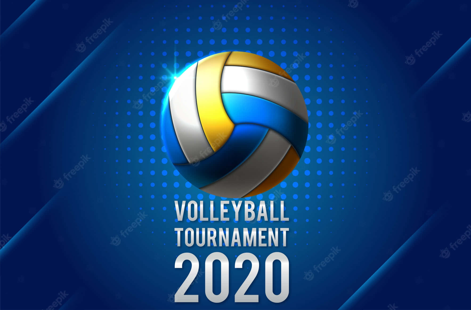 Volleyball Ball, blue yellow and white panels, glossy, Full HD Desktop Wallpaper