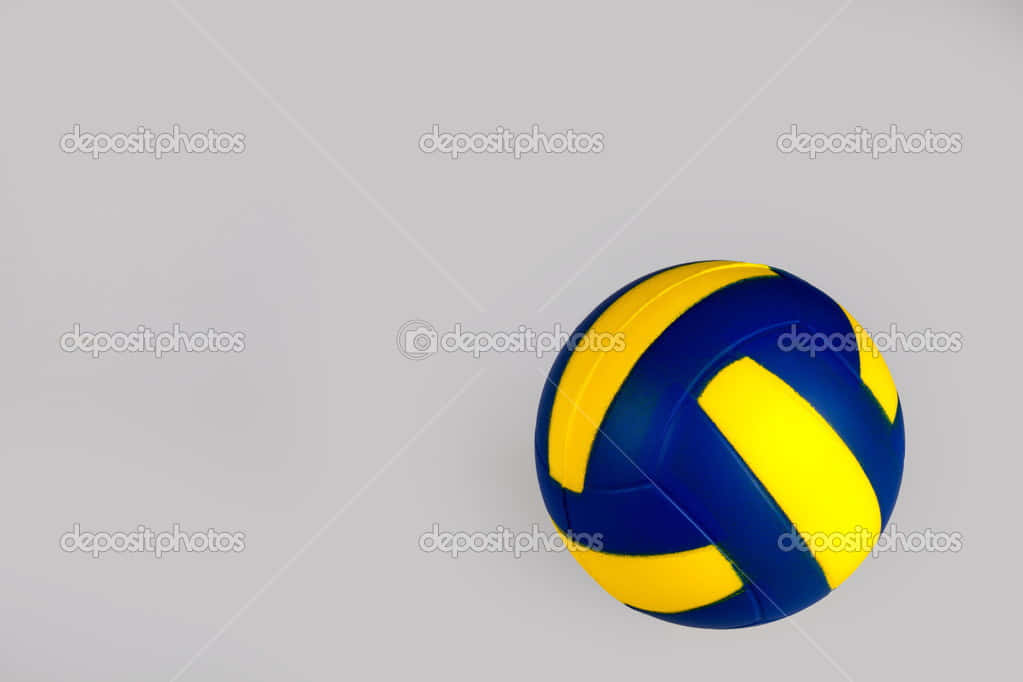 volleyball ball, blue and yellow, light gray surface, SD Desktop Wallpaper
