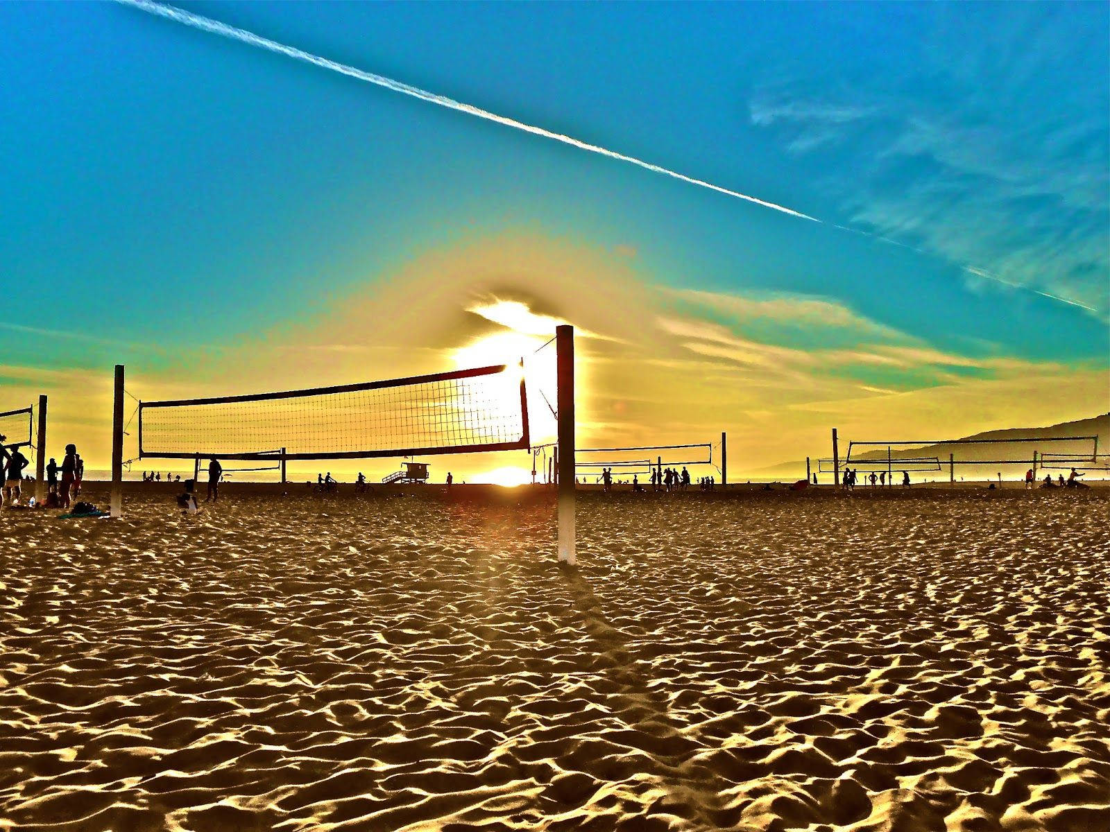 beach volleyball net, sunset, golden glow, HD Desktop Wallpaper