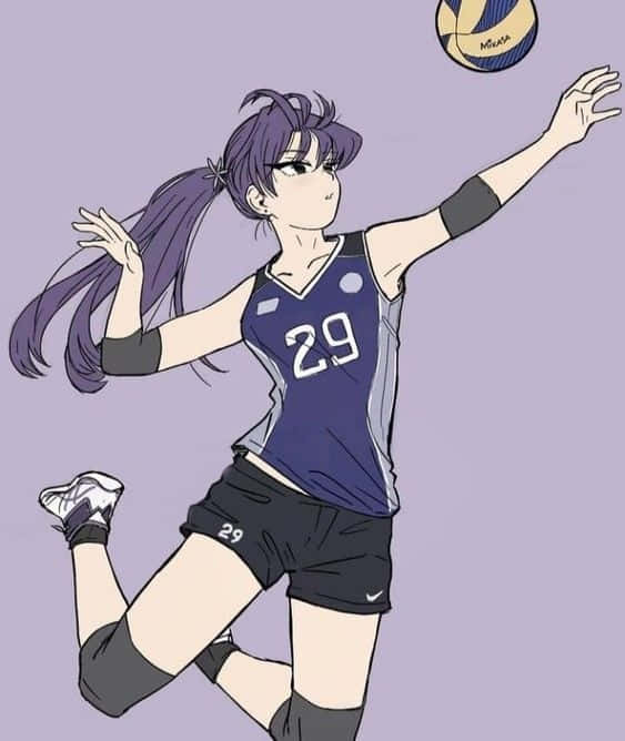 Anime girl, purple hair, blue 29 jersey, SD Phone Wallpaper