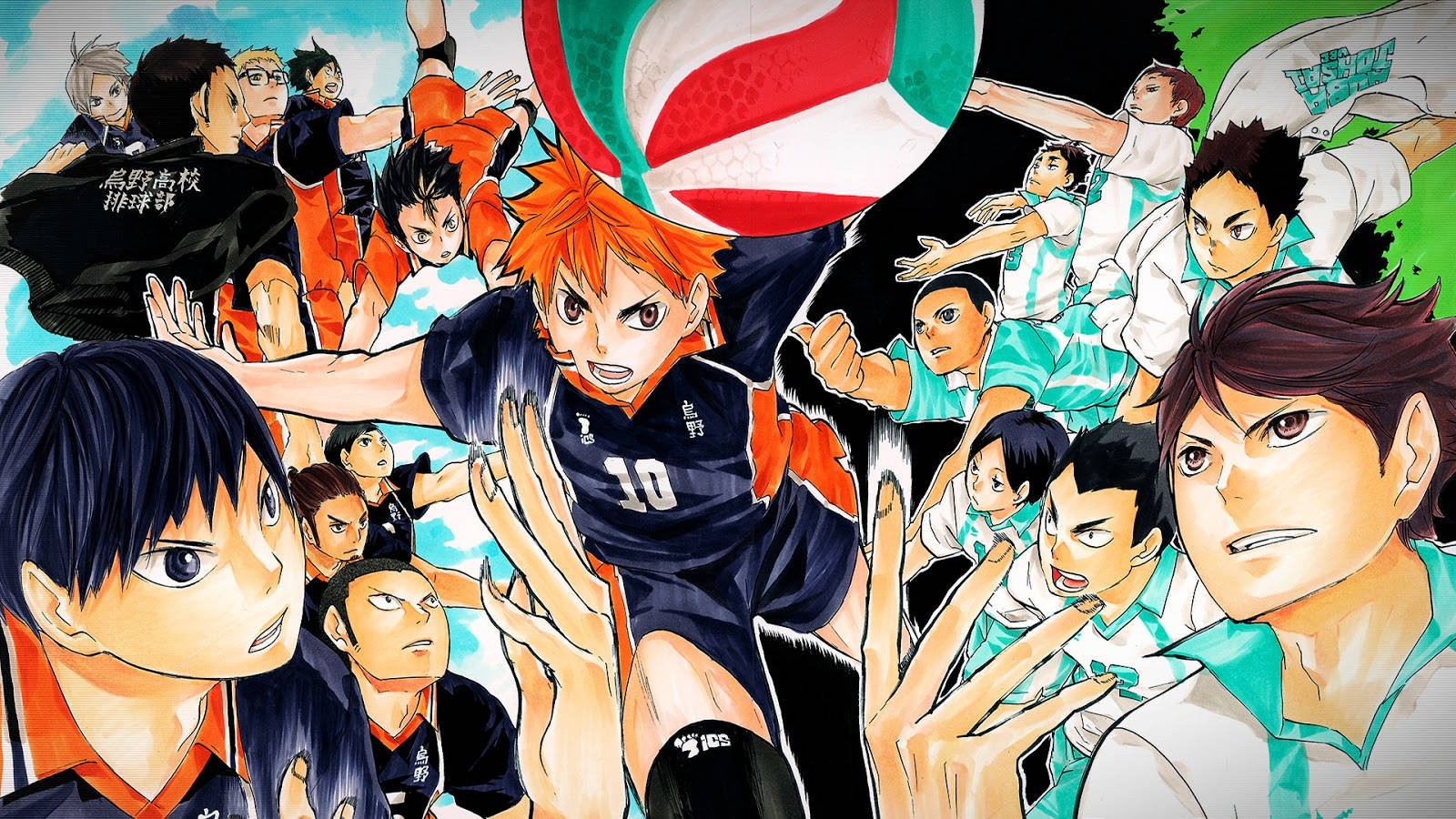 Volleyball Laptop, anime volleyball players, mid-action, HD Desktop Wallpaper