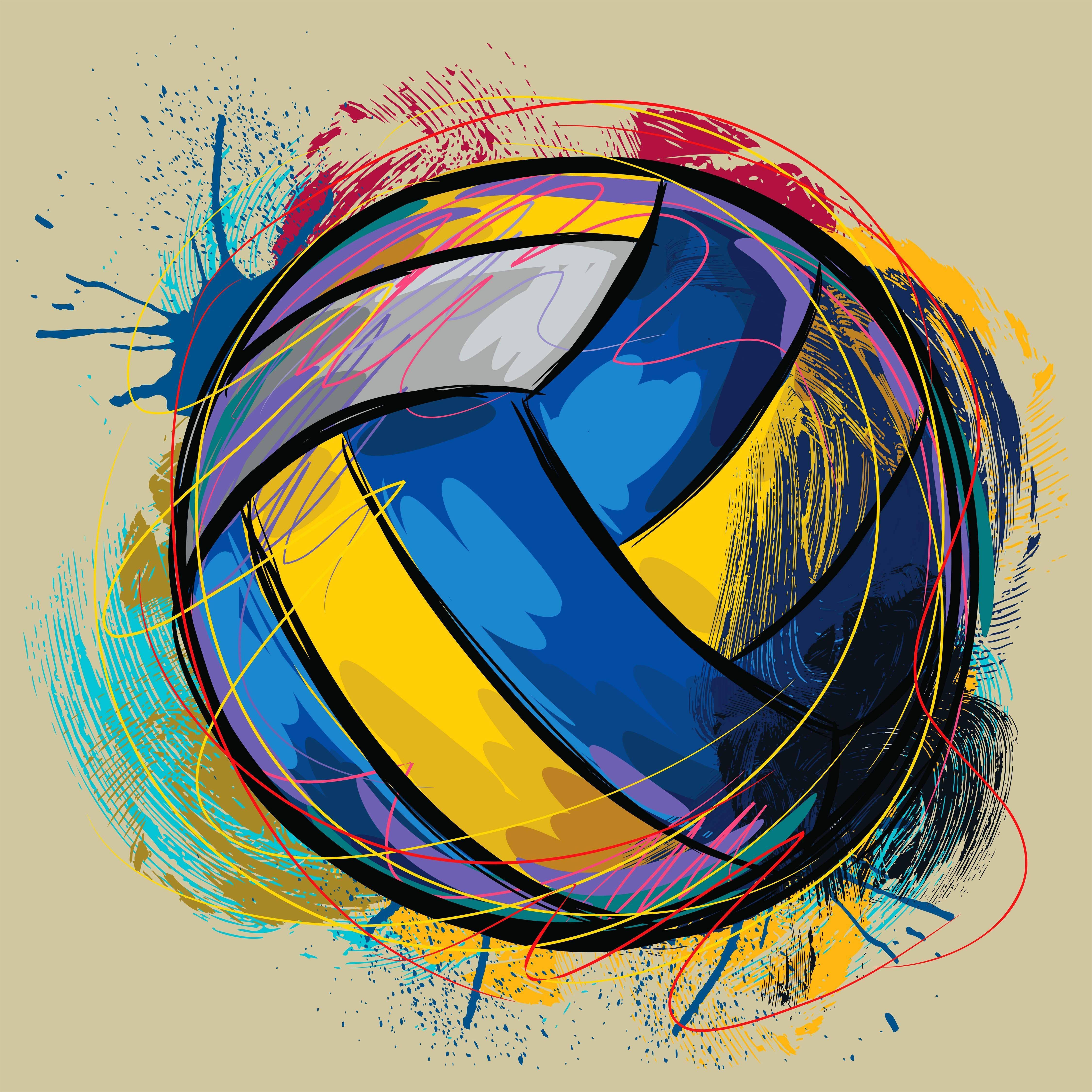 volleyball, digital illustration, paint, 4K Desktop Wallpaper