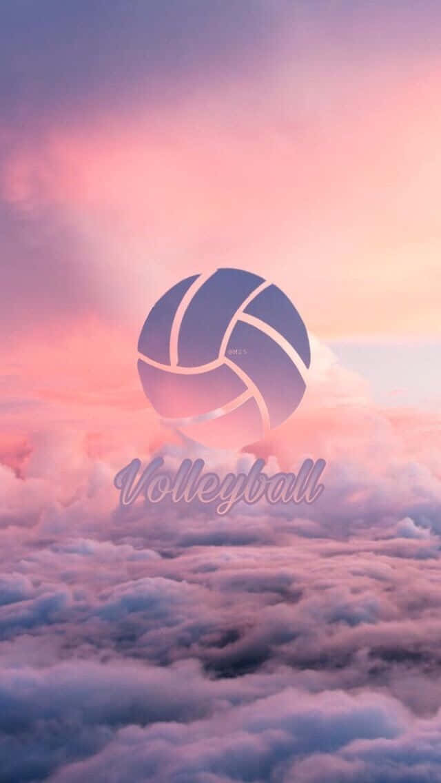 volleyball, pastel pink and purple sunset sky, sea of clouds, SD Phone Wallpaper