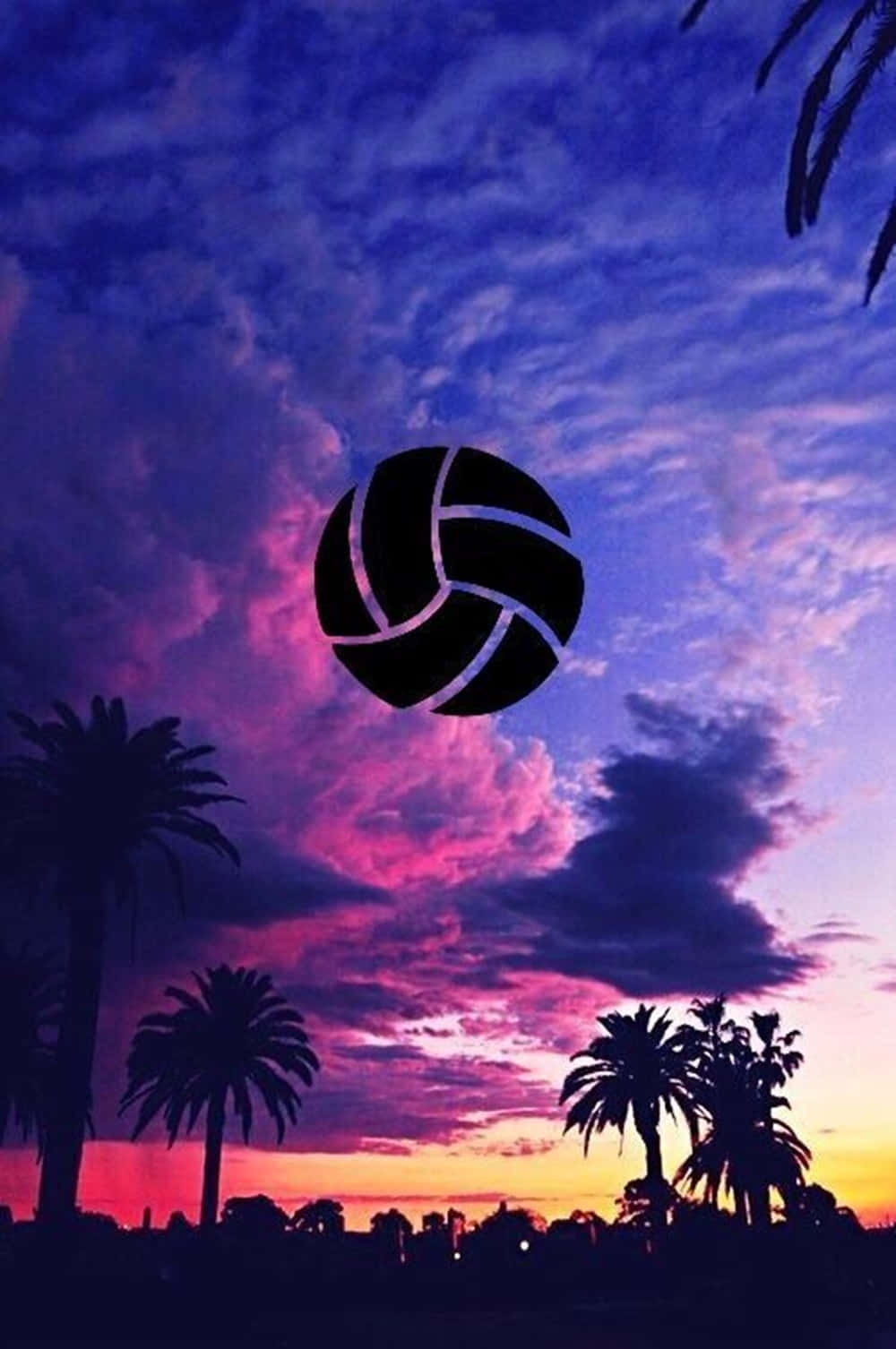 cute volleyball, purple-blue sky, vibrant purple pink and orange sunset sky, HD Phone Wallpaper