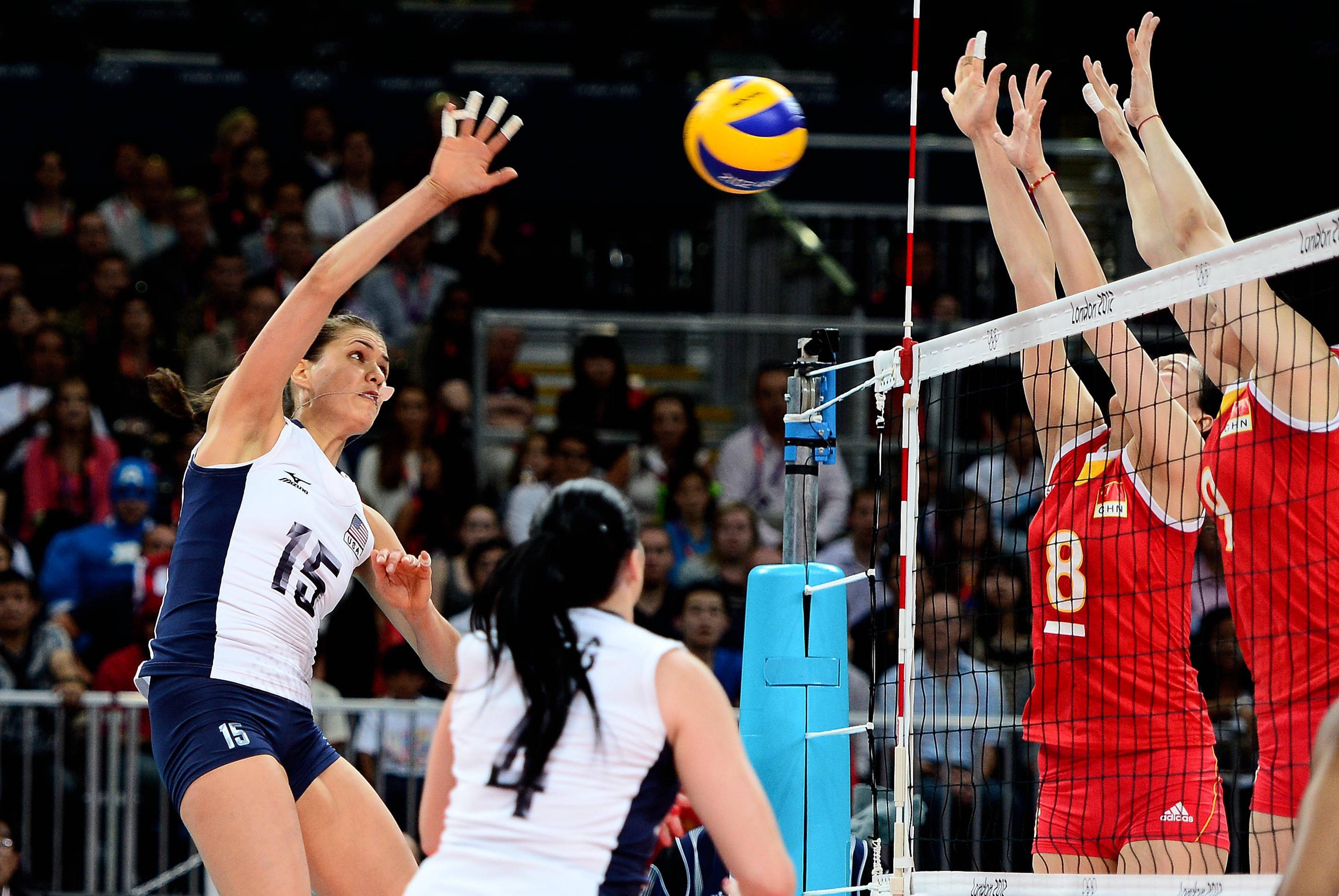 Indoor Volleyball, white and blue uniform, red uniform, 4K Desktop Wallpaper