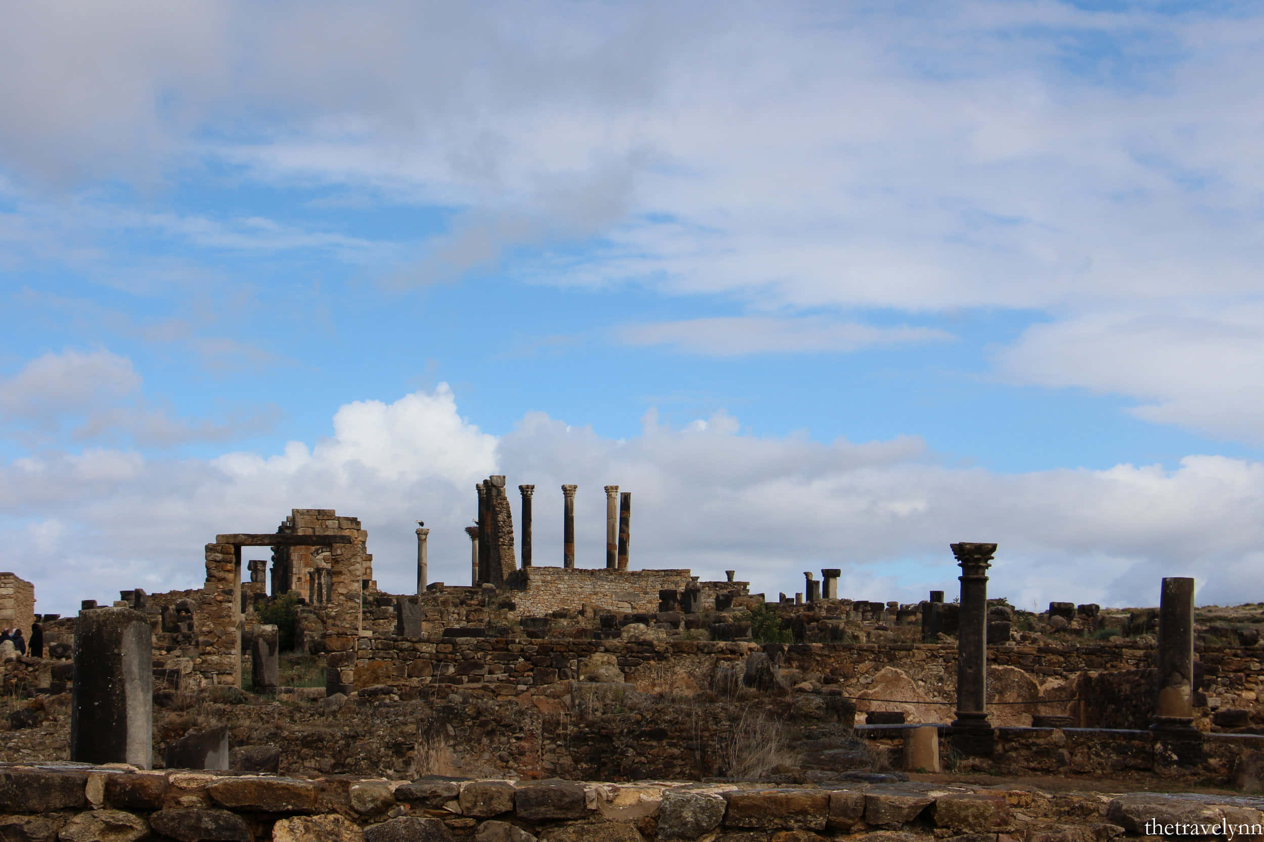 Volubilis, ancient stone ruins, broken columns, Full HD Desktop Wallpaper