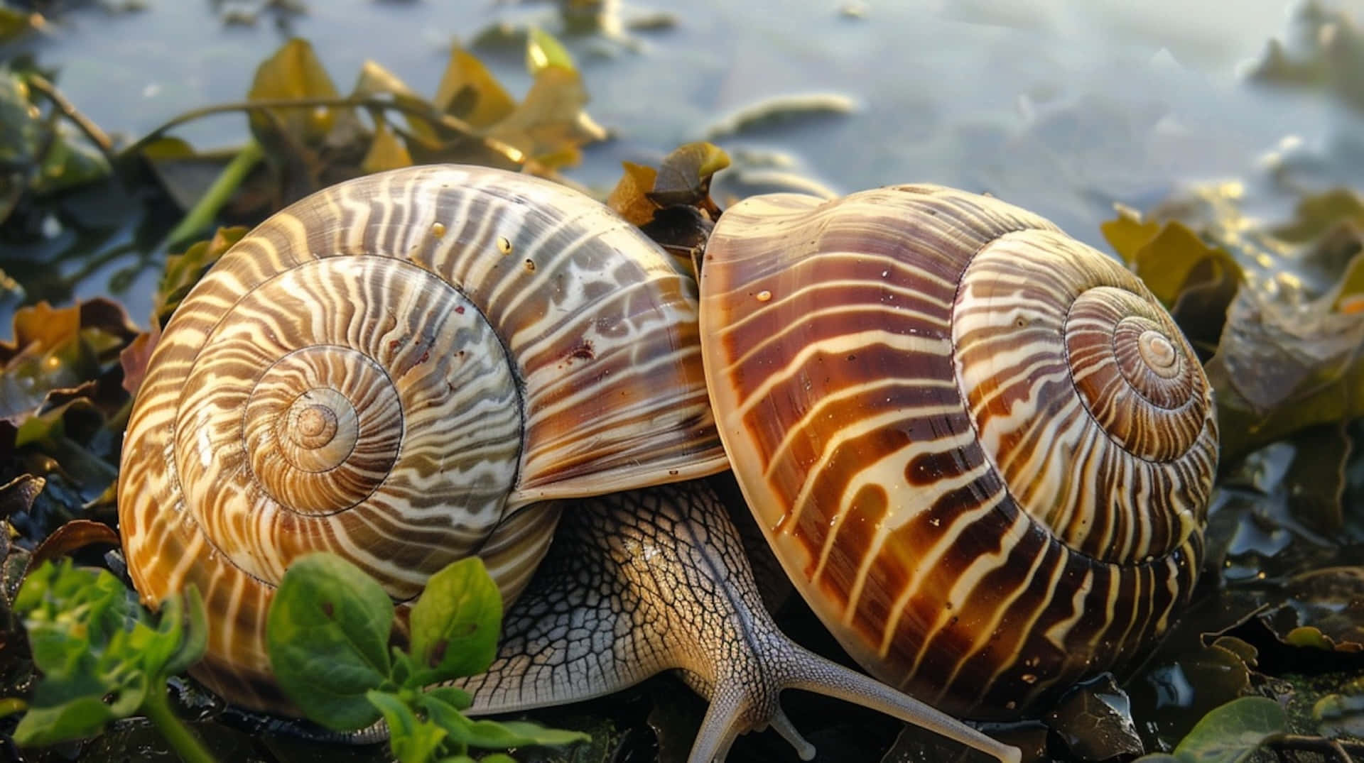 Volute Snails, seaside, sunset, Full HD Desktop Wallpaper