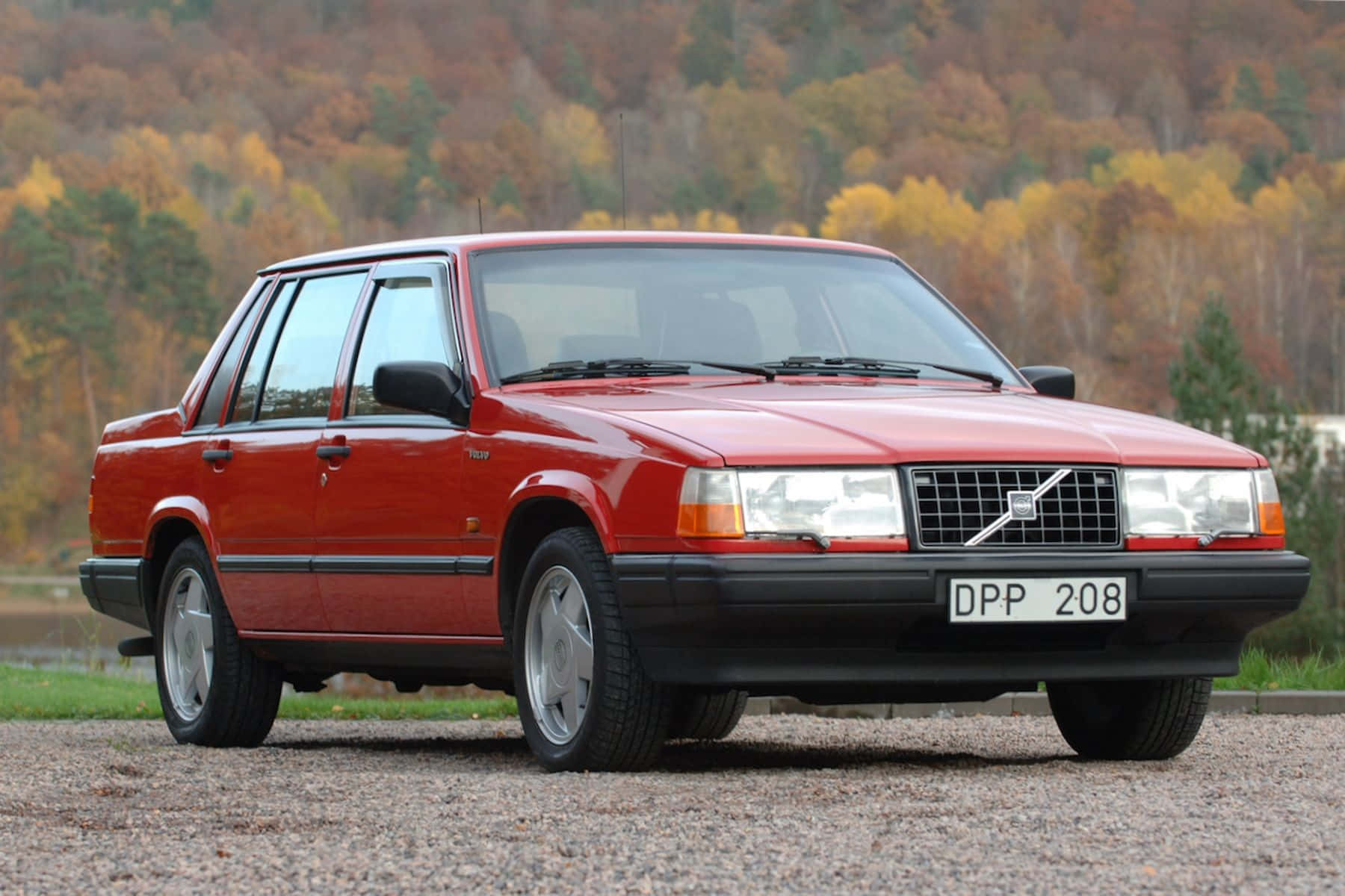 Volvo 740, red, sedan, HD Desktop Wallpaper