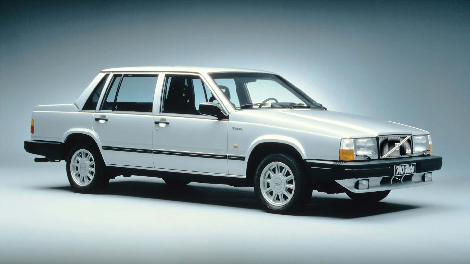 Volvo 740, white, sedan, Full HD Desktop Wallpaper