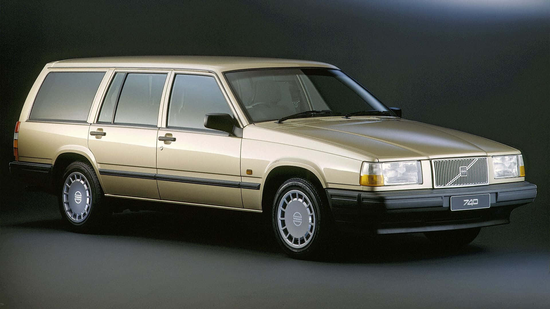 Volvo 740, station wagon, gold, Full HD Desktop Wallpaper