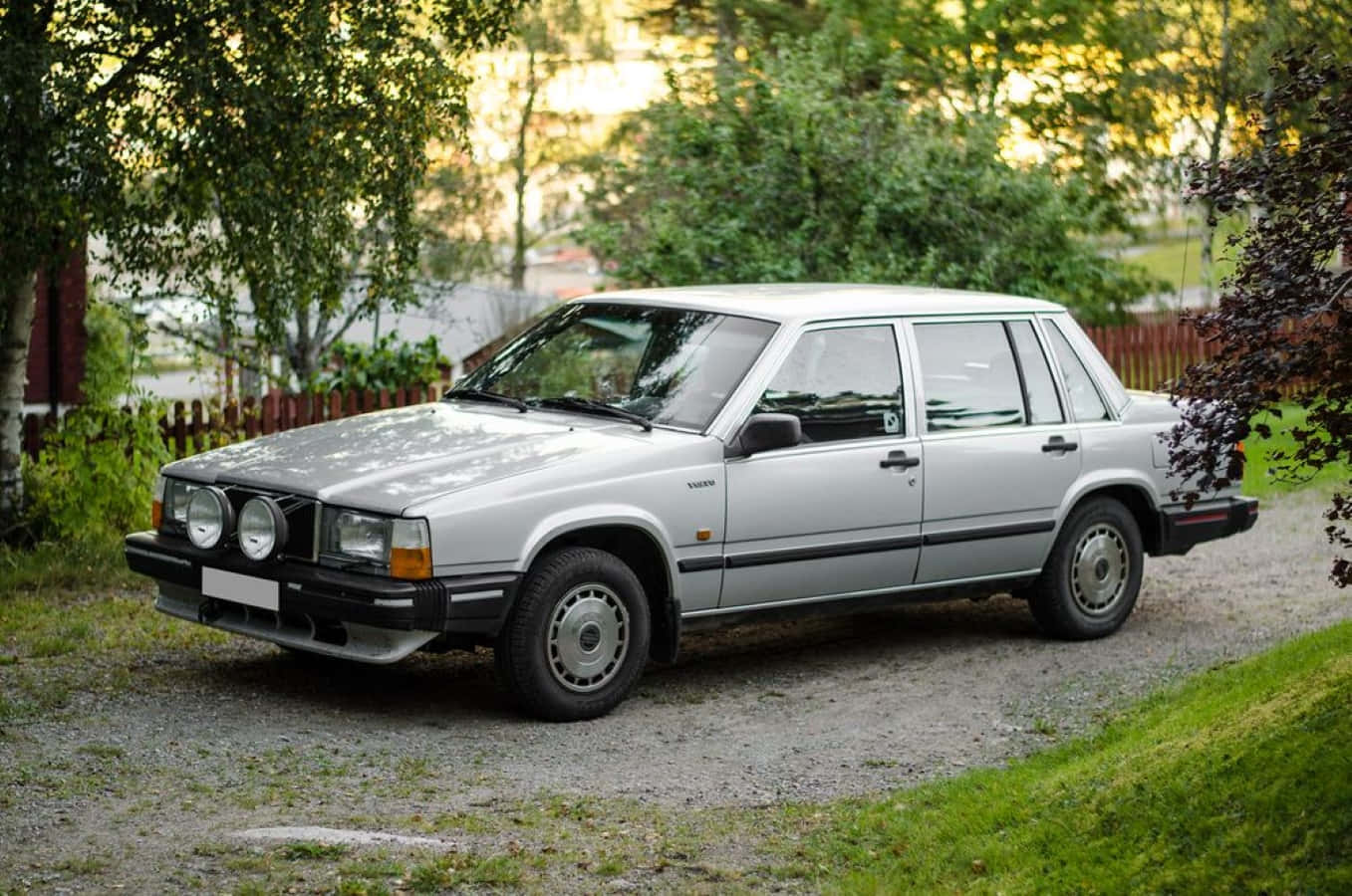 Volvo 740, silver, gravel driveway, HD Desktop Wallpaper