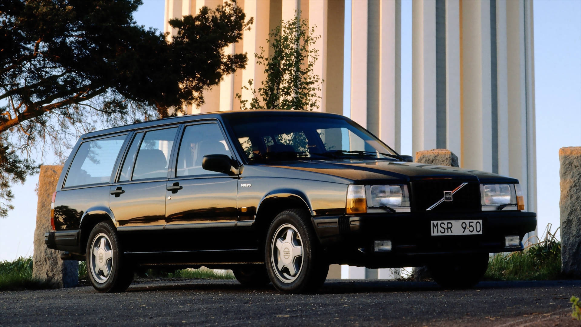 Volvo 740, black, station wagon, Full HD Desktop Wallpaper
