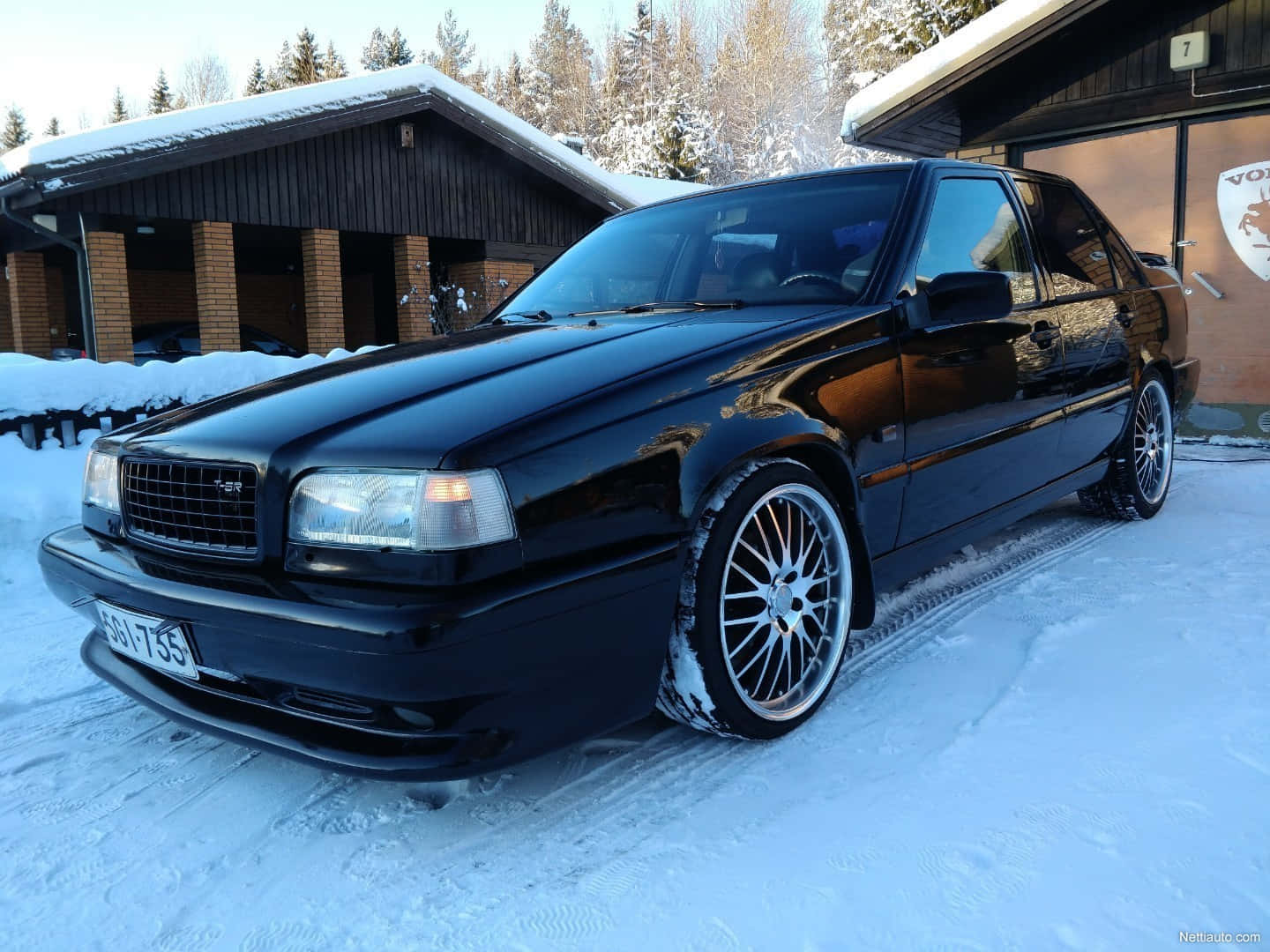 Volvo 850, black, custom alloy wheels, HD Desktop Wallpaper