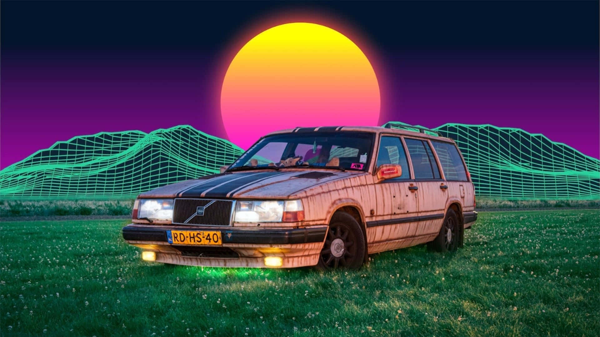 Volvo 940, station wagon, countryside road, Full HD Desktop Wallpaper