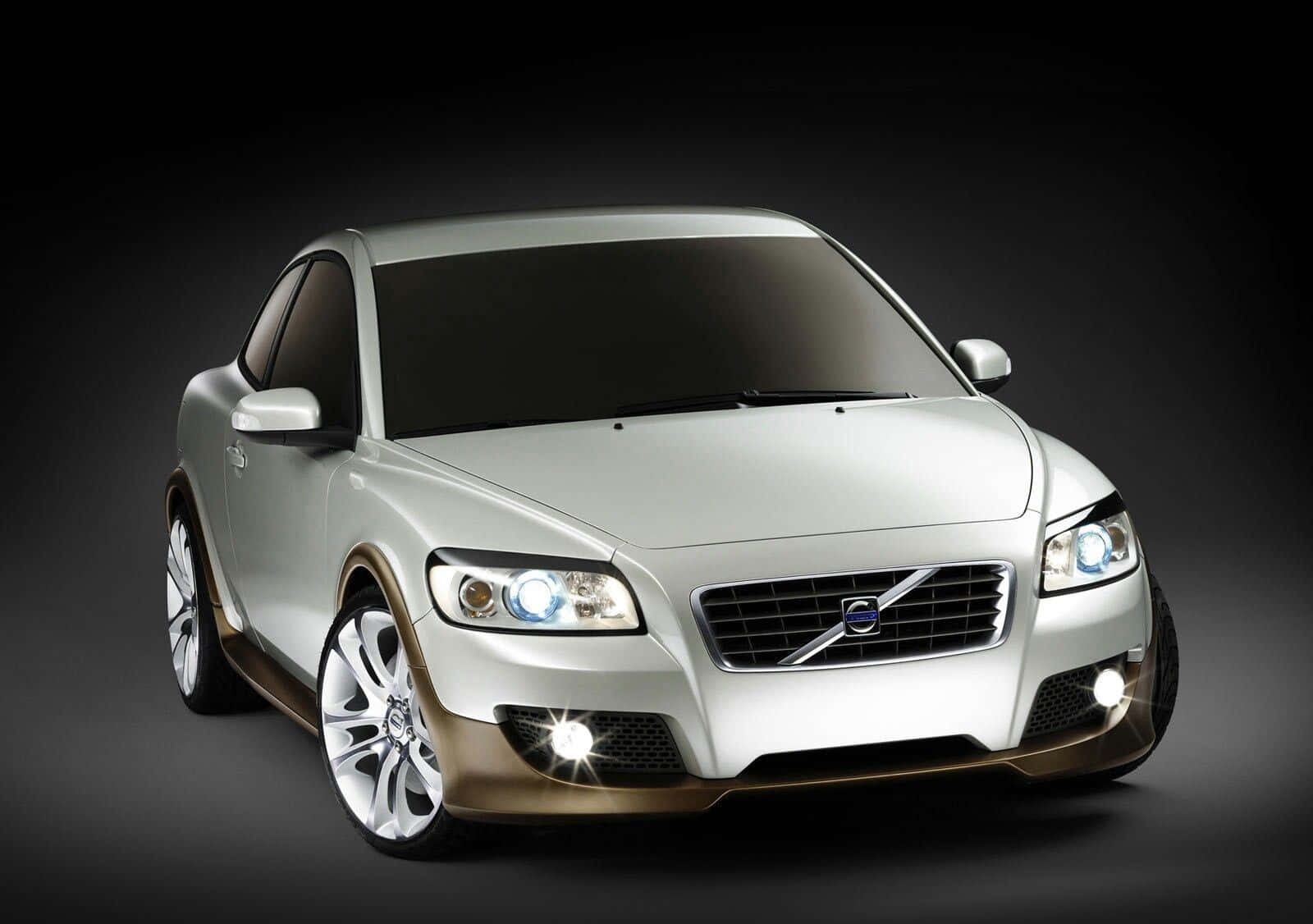 Volvo C30, silver, glowing headlights, HD Desktop Wallpaper