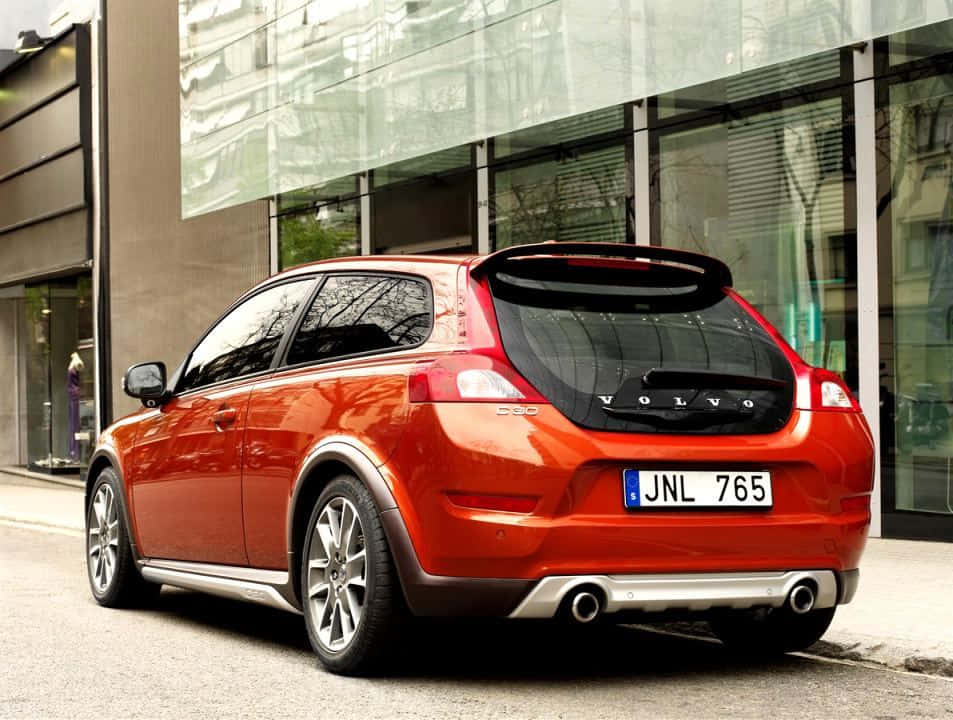 Volvo C30, stunning sunset, city street, SD Desktop Wallpaper