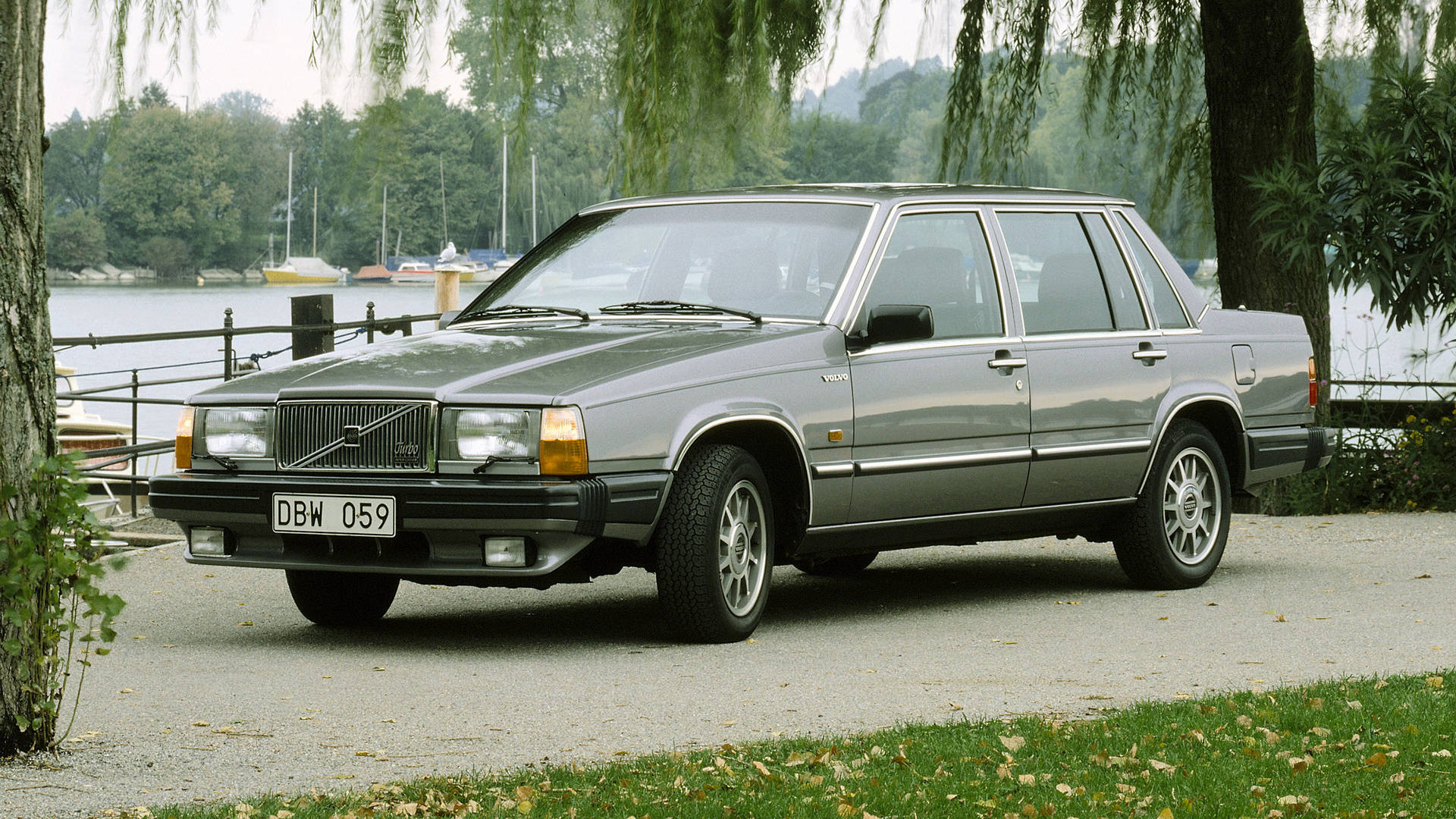 Volvo 240, silver, gravel, Full HD Desktop Wallpaper