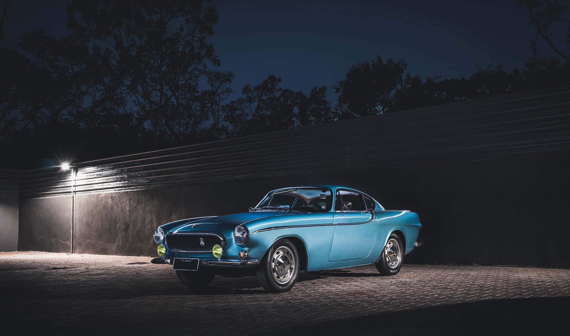 Volvo P1800, light blue, cobblestone driveway, Full HD Desktop Wallpaper